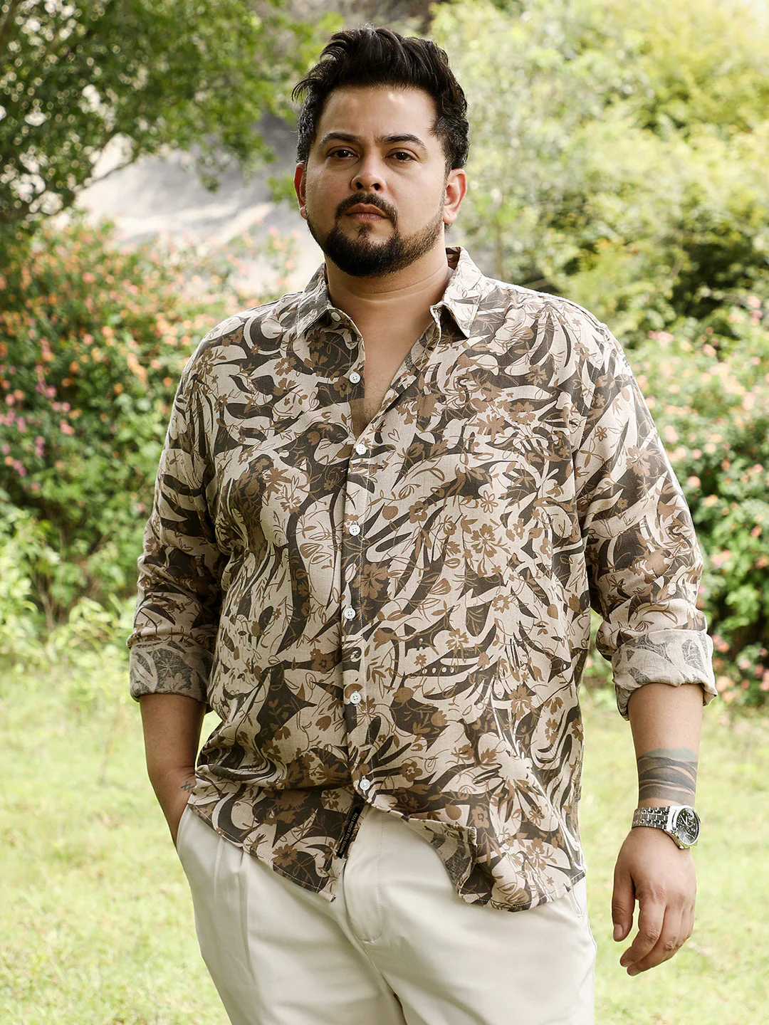 Floral-Block Imprint Shirt - Image 2