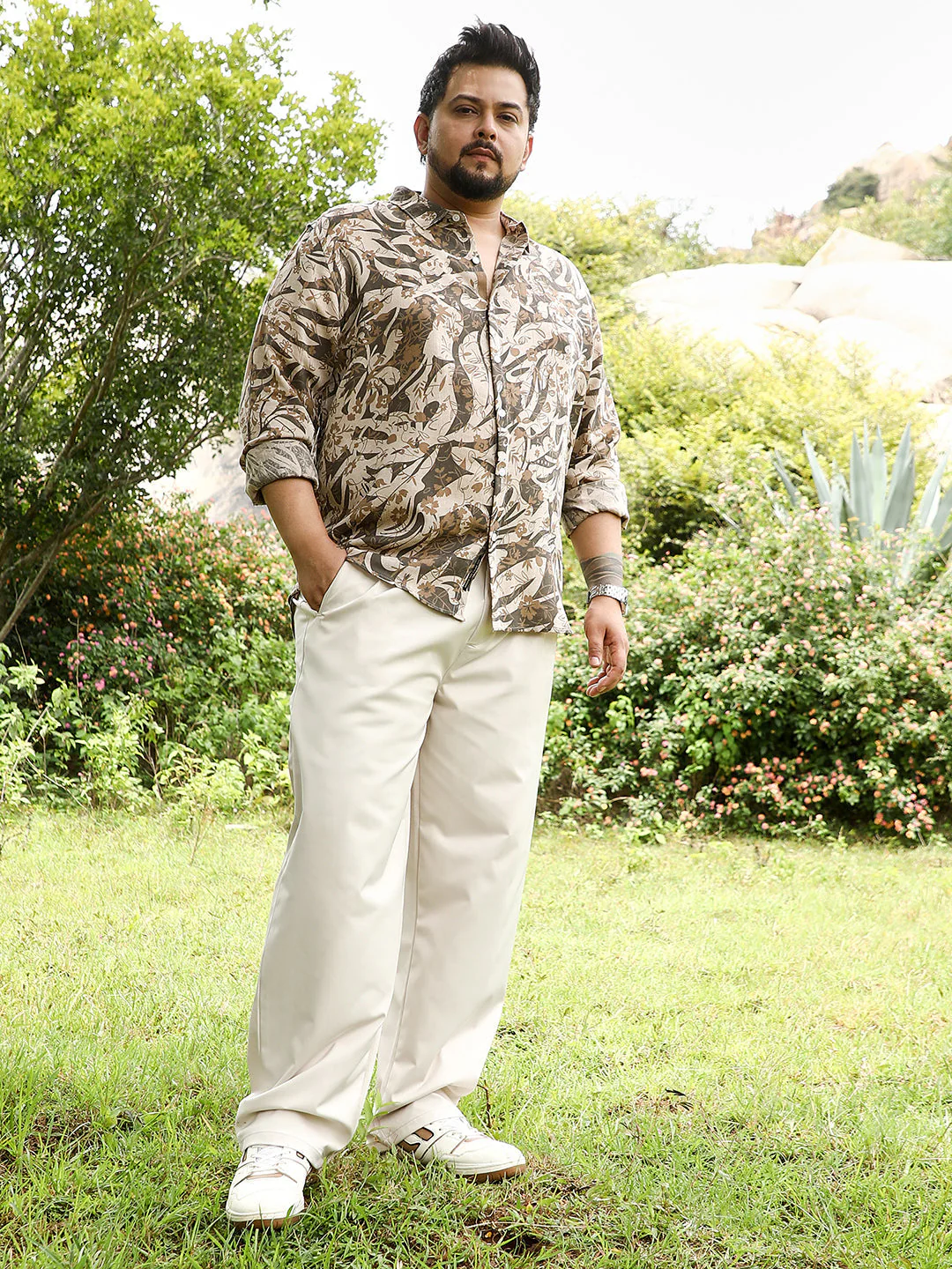Floral-Block Imprint Shirt - Image 5