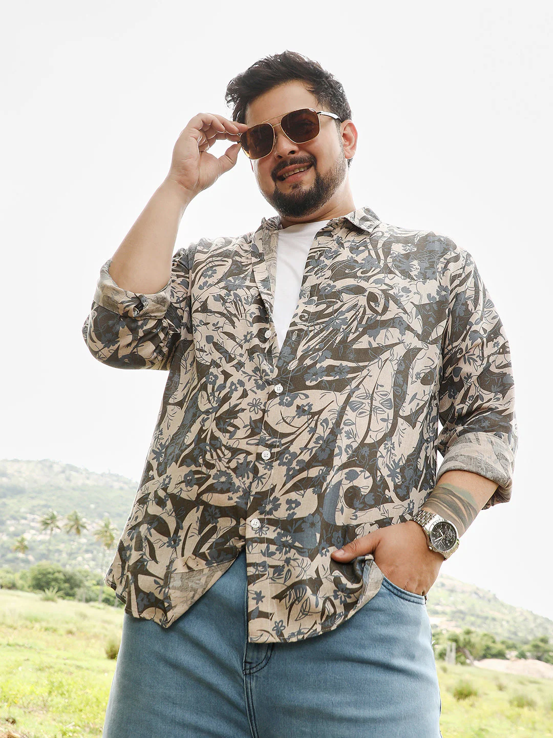 Floral-Block Jacquard Shirt - Image 28