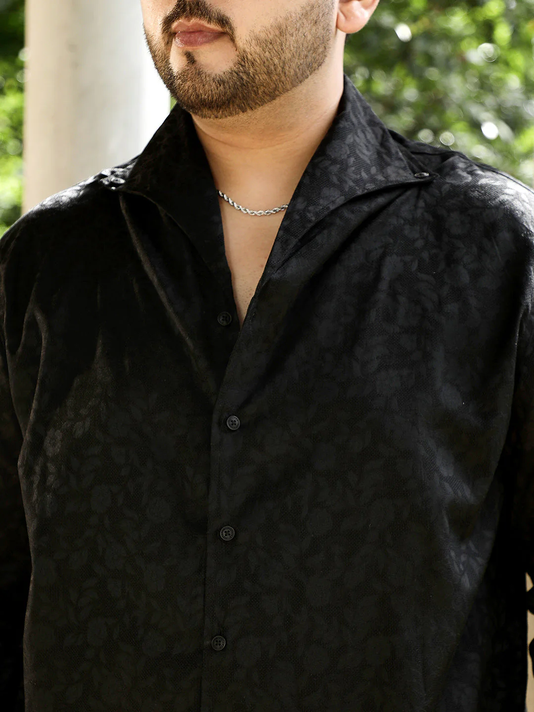 Floral-Jacquard Button-Down Relaxed Shirt - Image 7