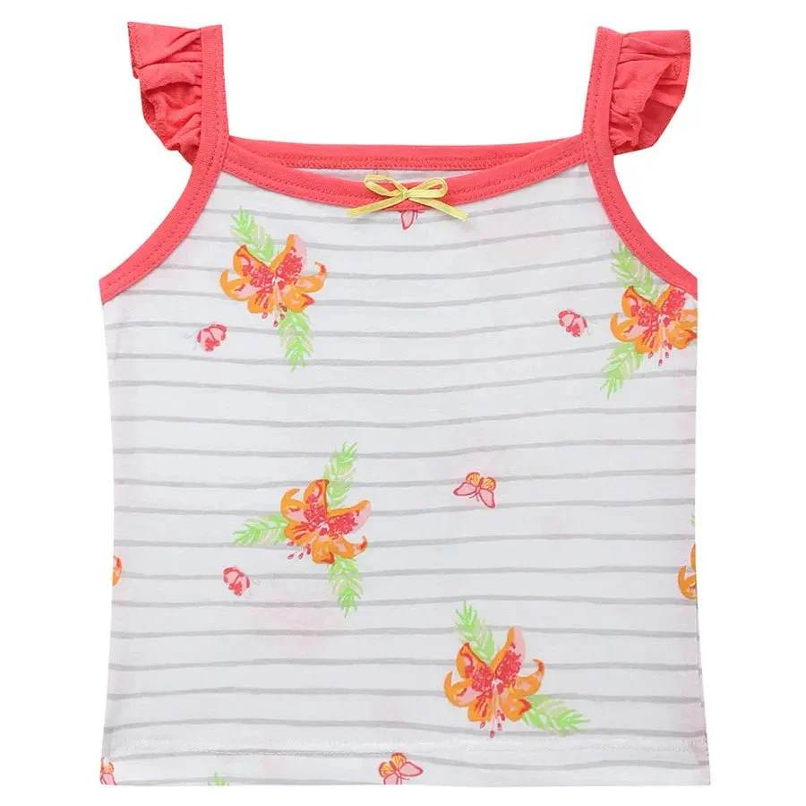 Flower Print Baby Girl Tank Top Set (Pack Of 3) - Image 4