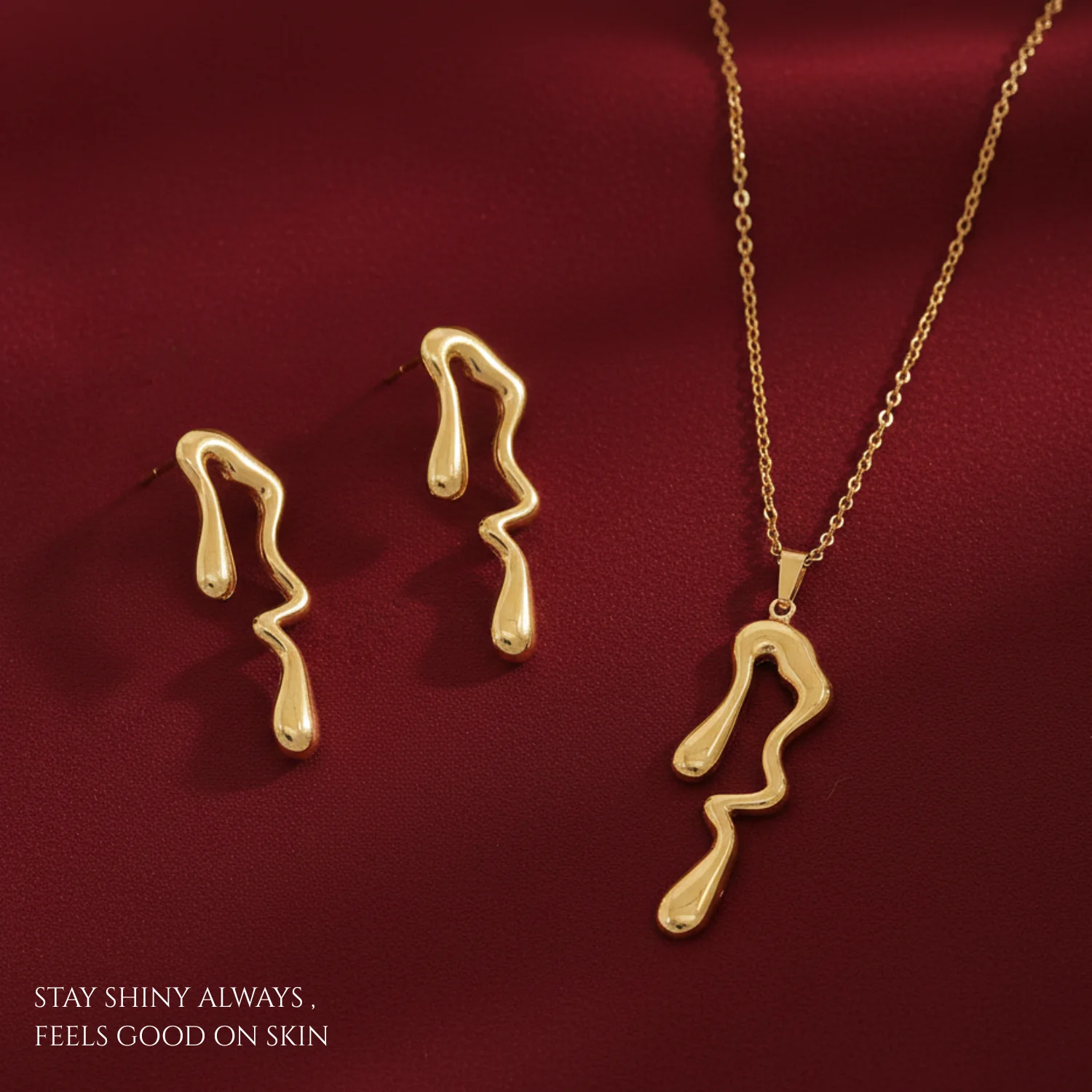 Fluid Line Necklace & Earring Set - Image 2