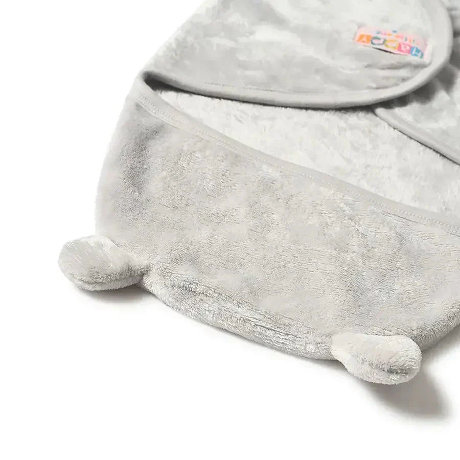 Flurry Knitted Baby Hooded Wrap Blanket - Grey - Image 5