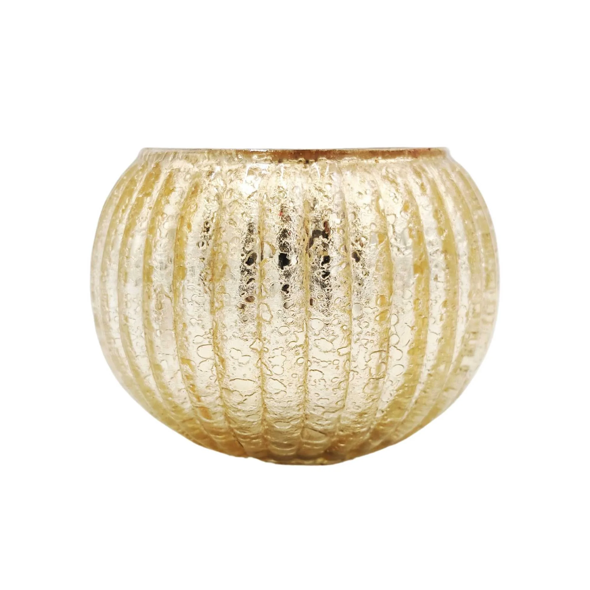 Fluted Glass Tealight Holder With Metallic Finish - Image 12