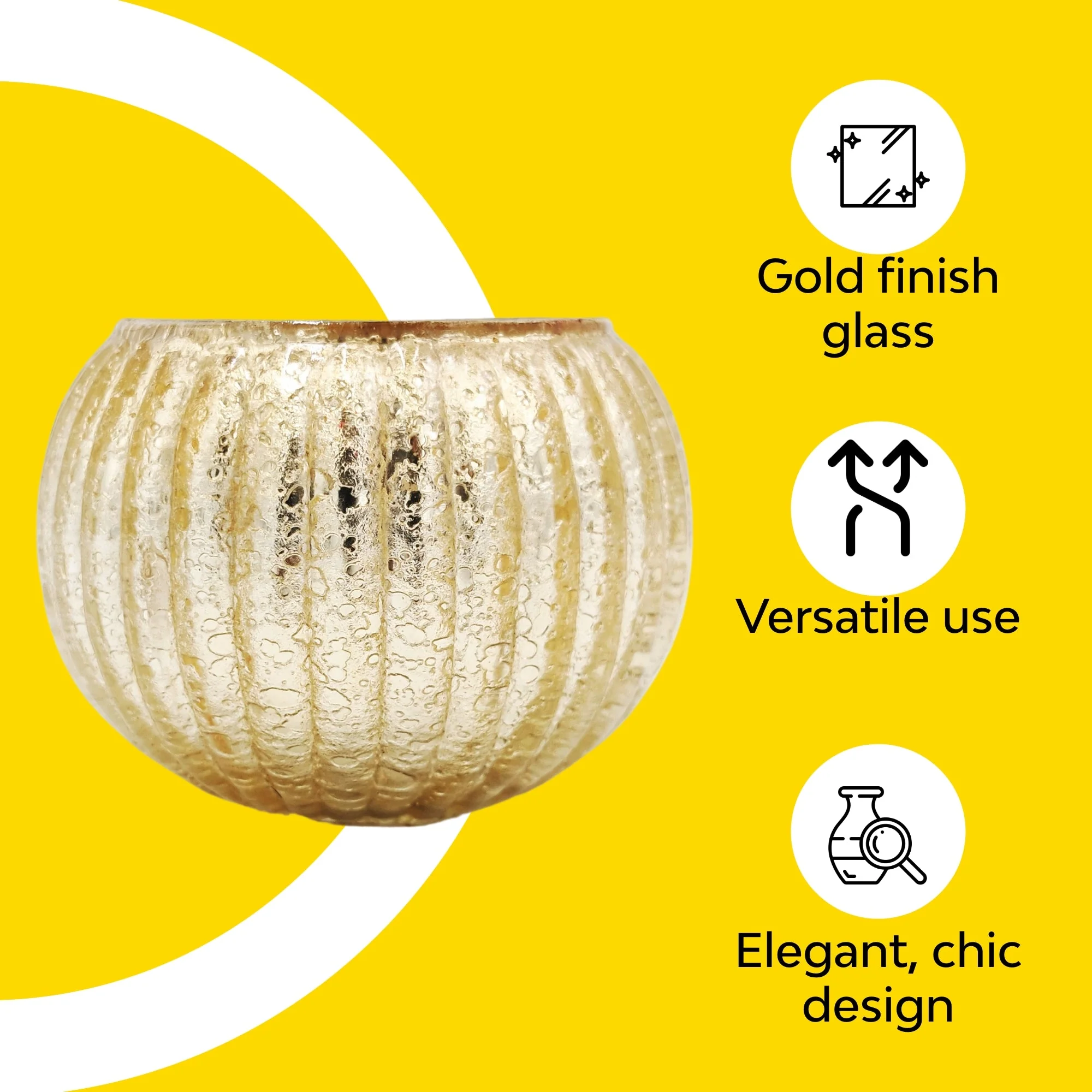 Fluted Glass Tealight Holder With Metallic Finish - Image 13