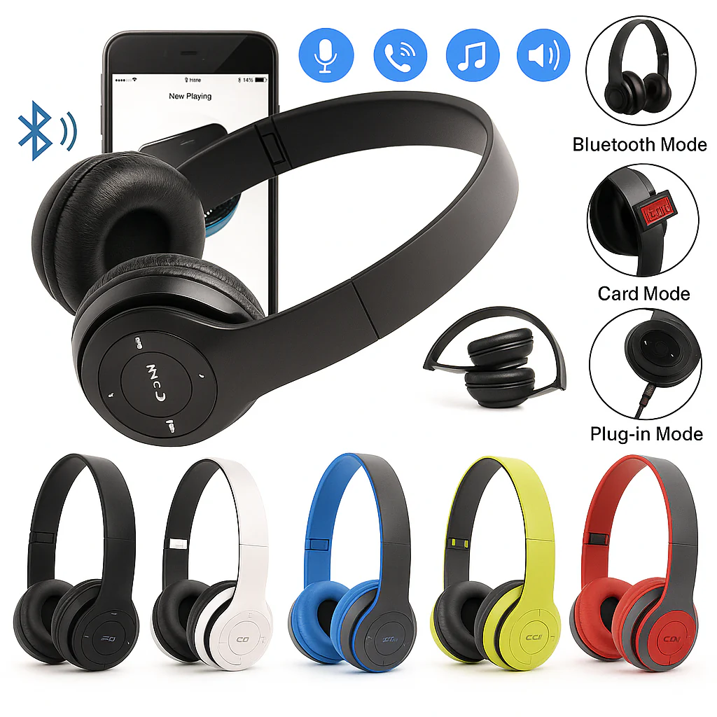 Foldable Wireless Bluetooth Headphones with Built-In Microphone – Stereo Sound - Image 9