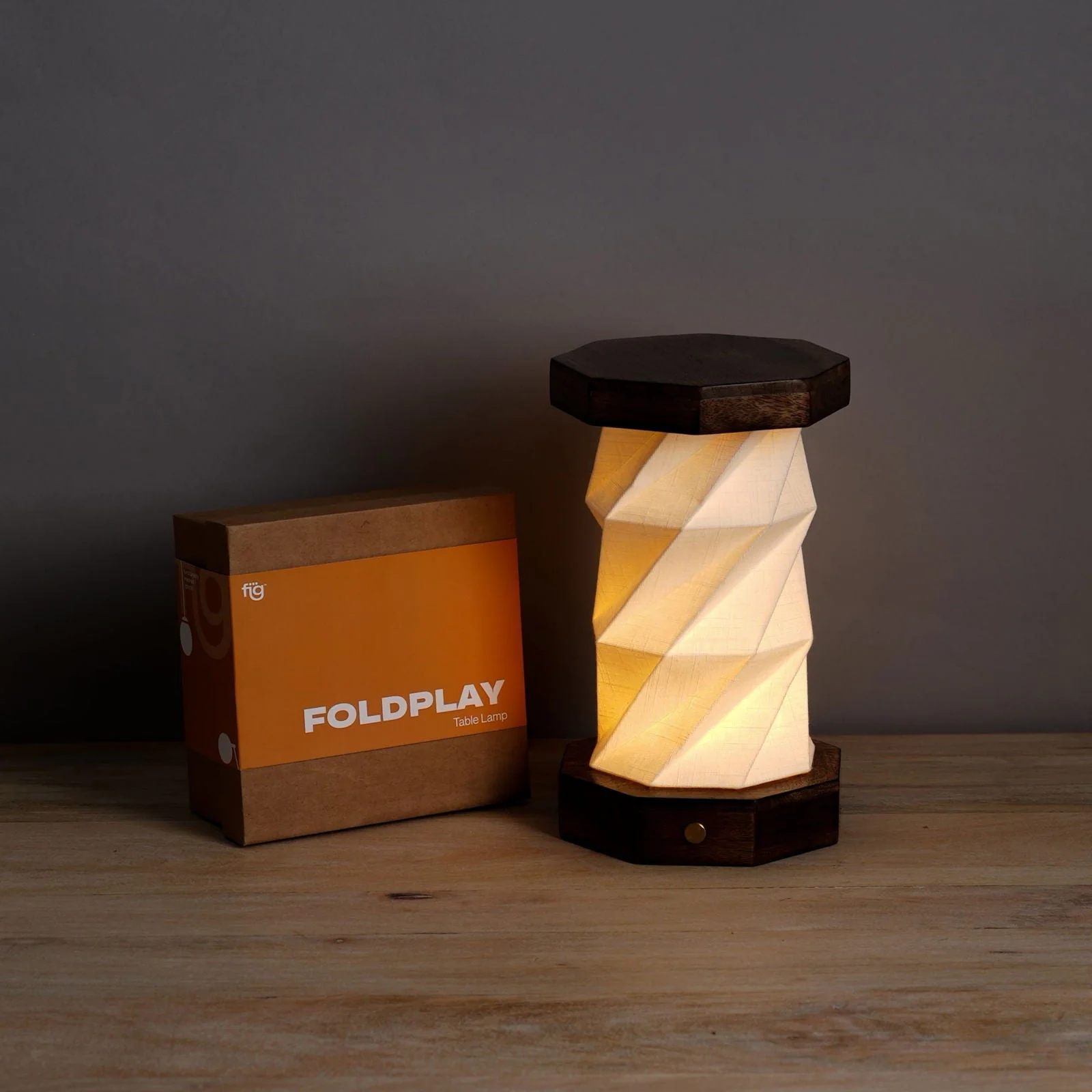 Foldplay Table Lamp - Modern Design, 100% Linen Lampshade, Mango Wood Base - Image 11