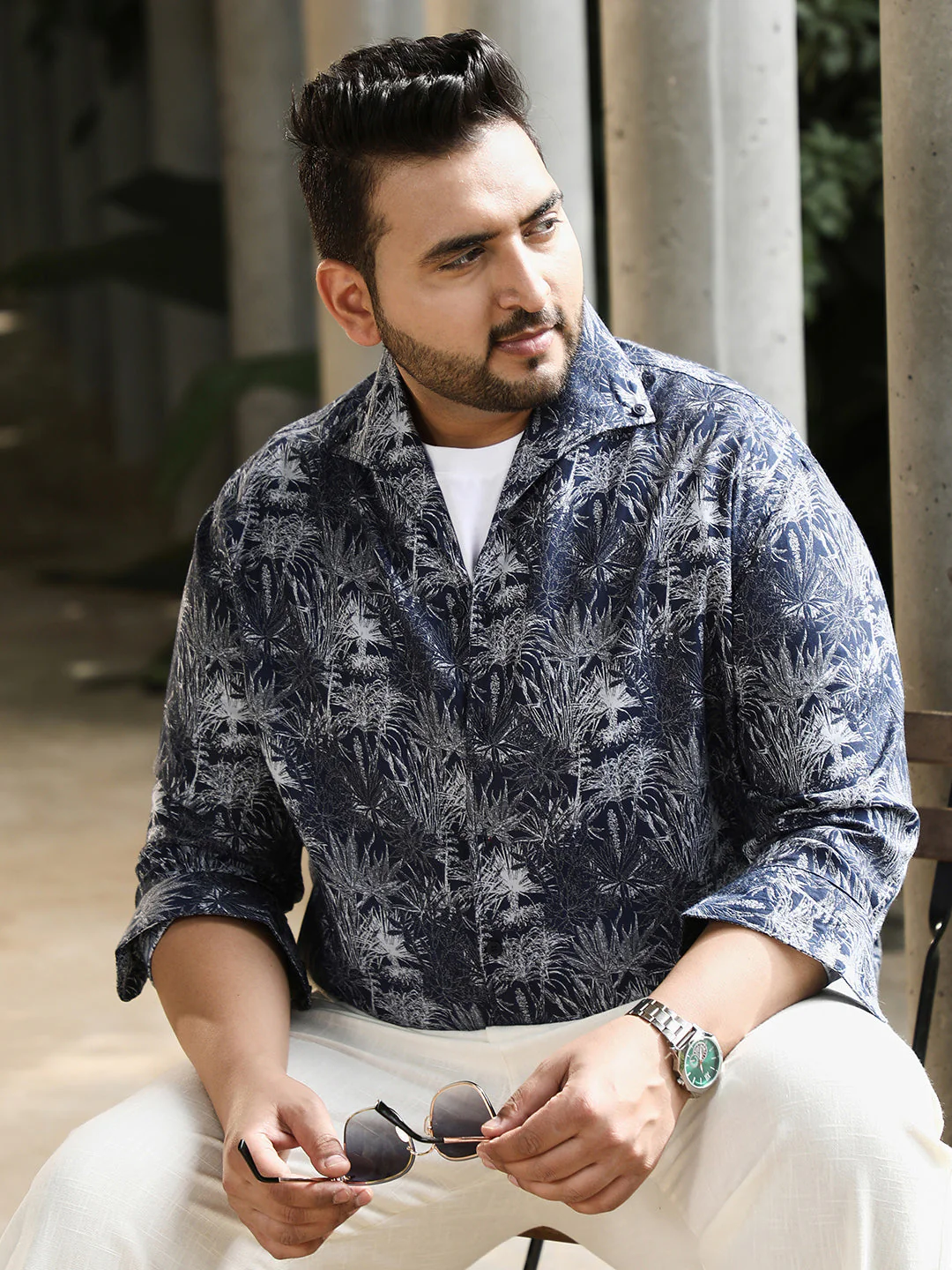 Foliage-Jacquard Button-Down Relaxed Shirt - Image 11