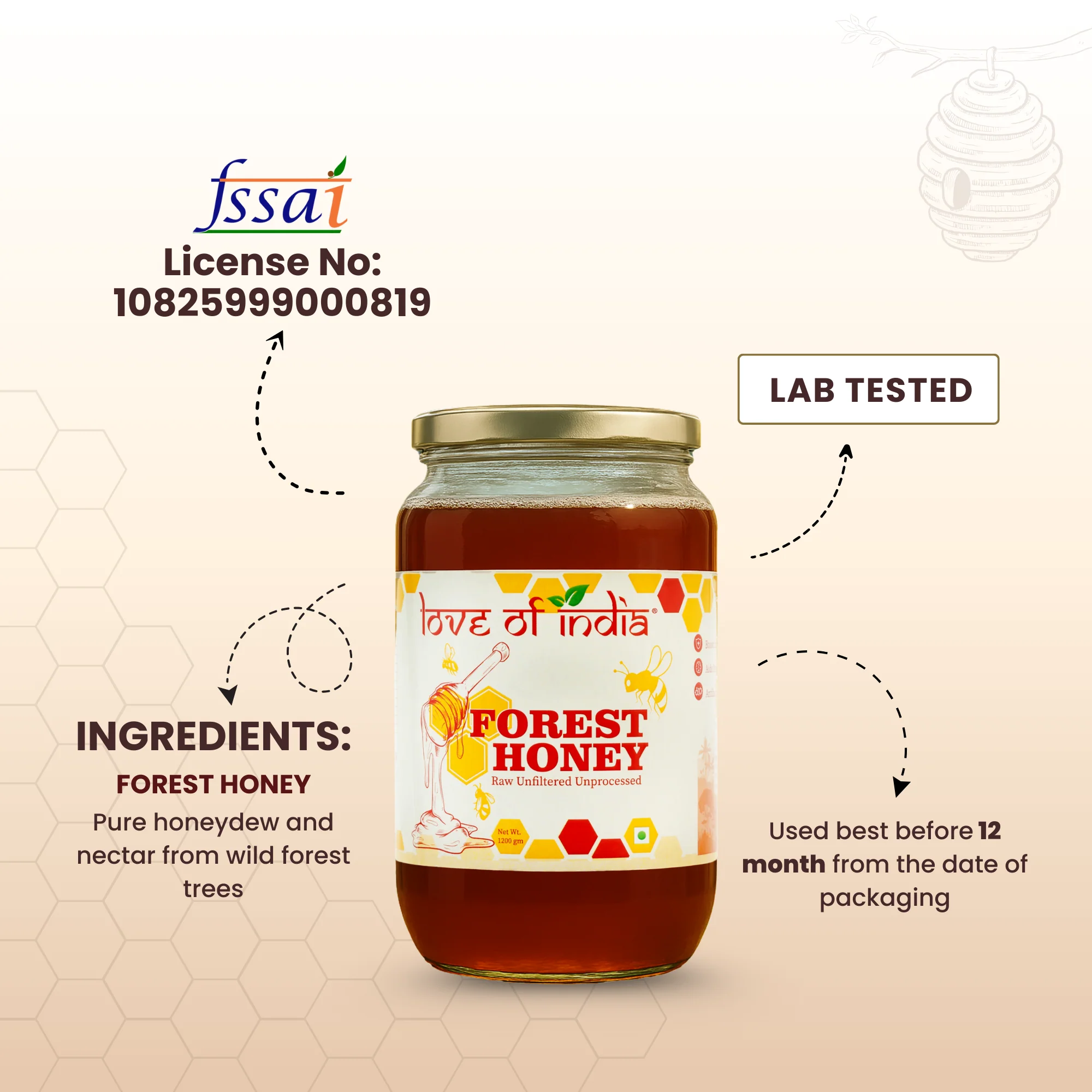 Forest Honey (Raw, Unfiltered, Unprocessed & Non-Pasteurised) 1200GM - Image 5