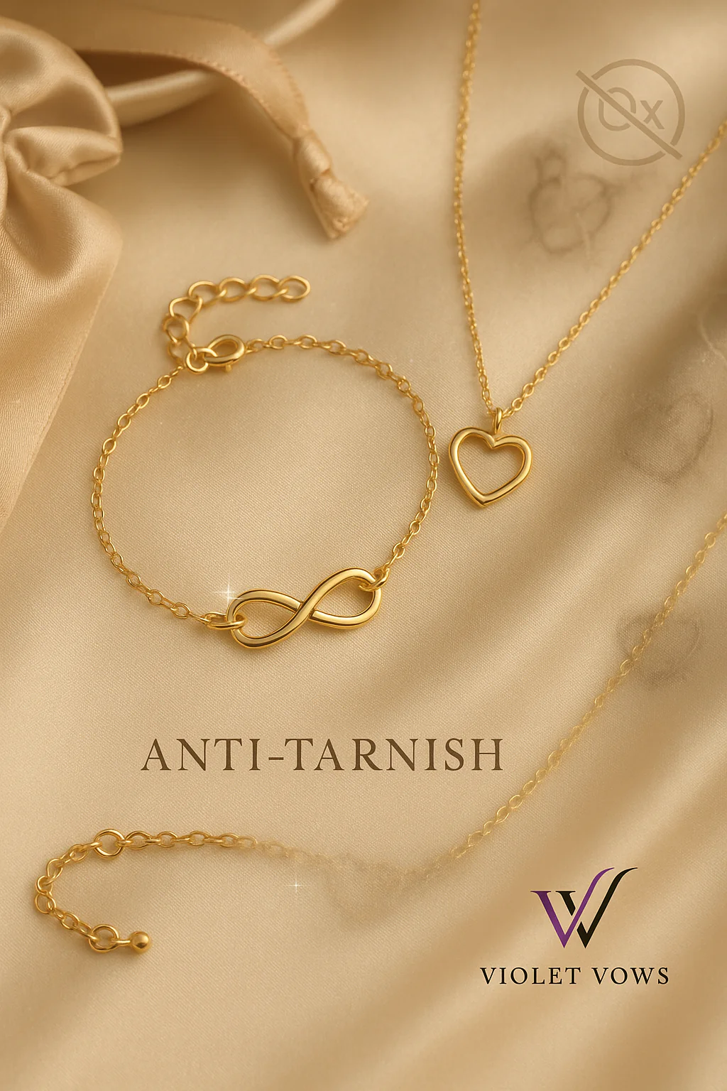 Forever Love Infinity & Heart Anti-Tarnish Gold-Plated Jewelry Set - Image 2