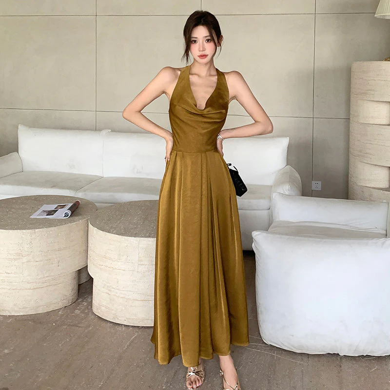 Freya Satin Halter Dress - Image 4