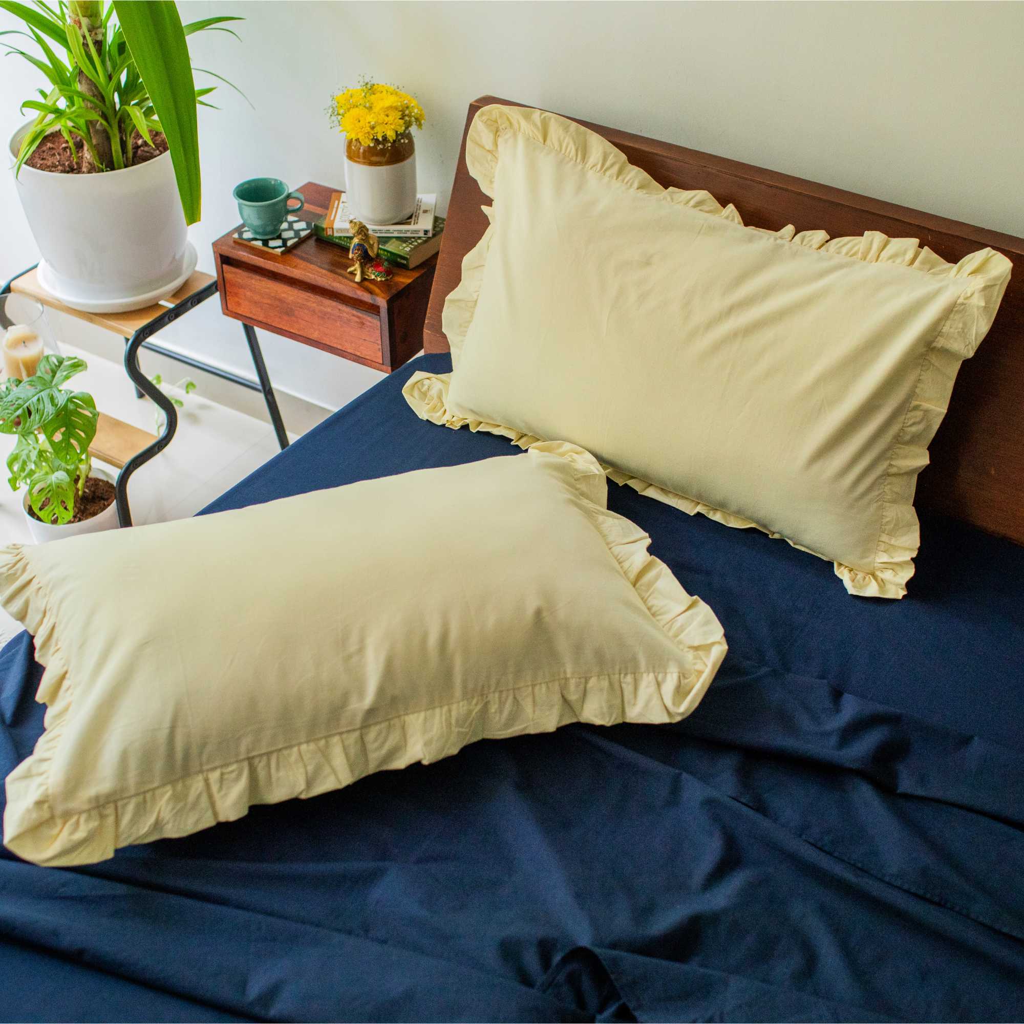 Frill 100% Cotton Bed Pillow Cover | Set Of 2
