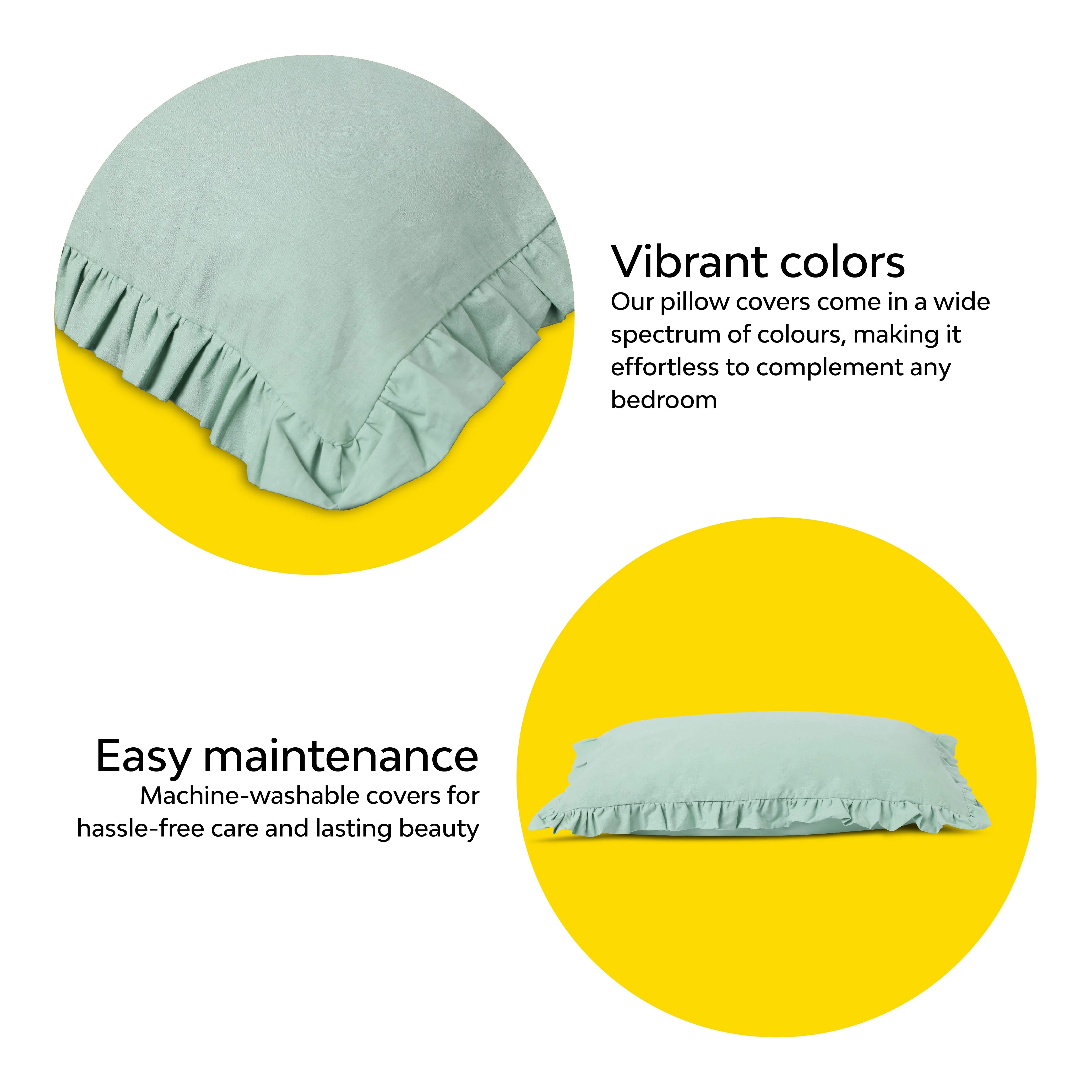 Frill 100% Cotton Bed Pillow Cover | Set Of 2 - Image 32