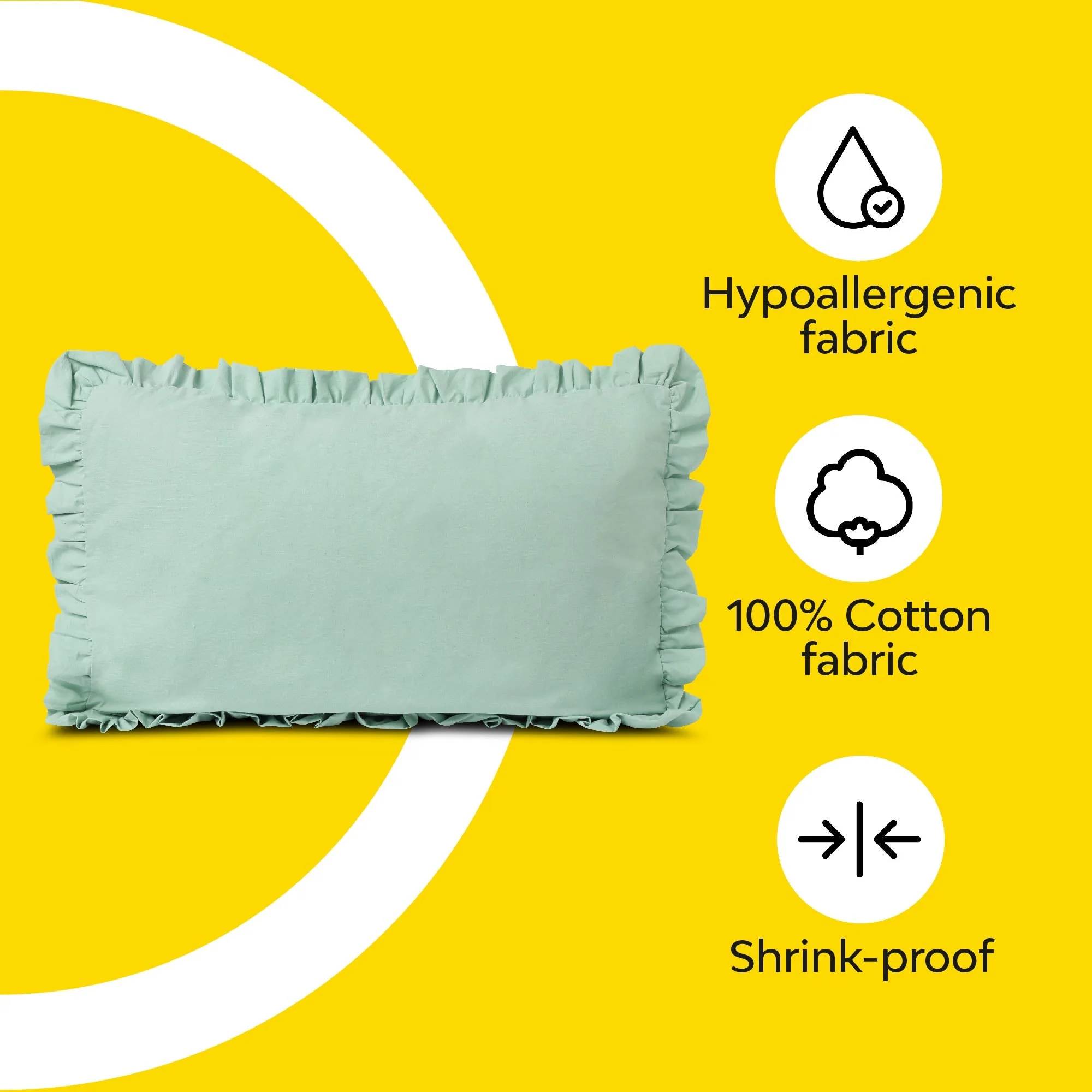 Frill 100% Cotton Bed Pillow Cover | Single - Image 6