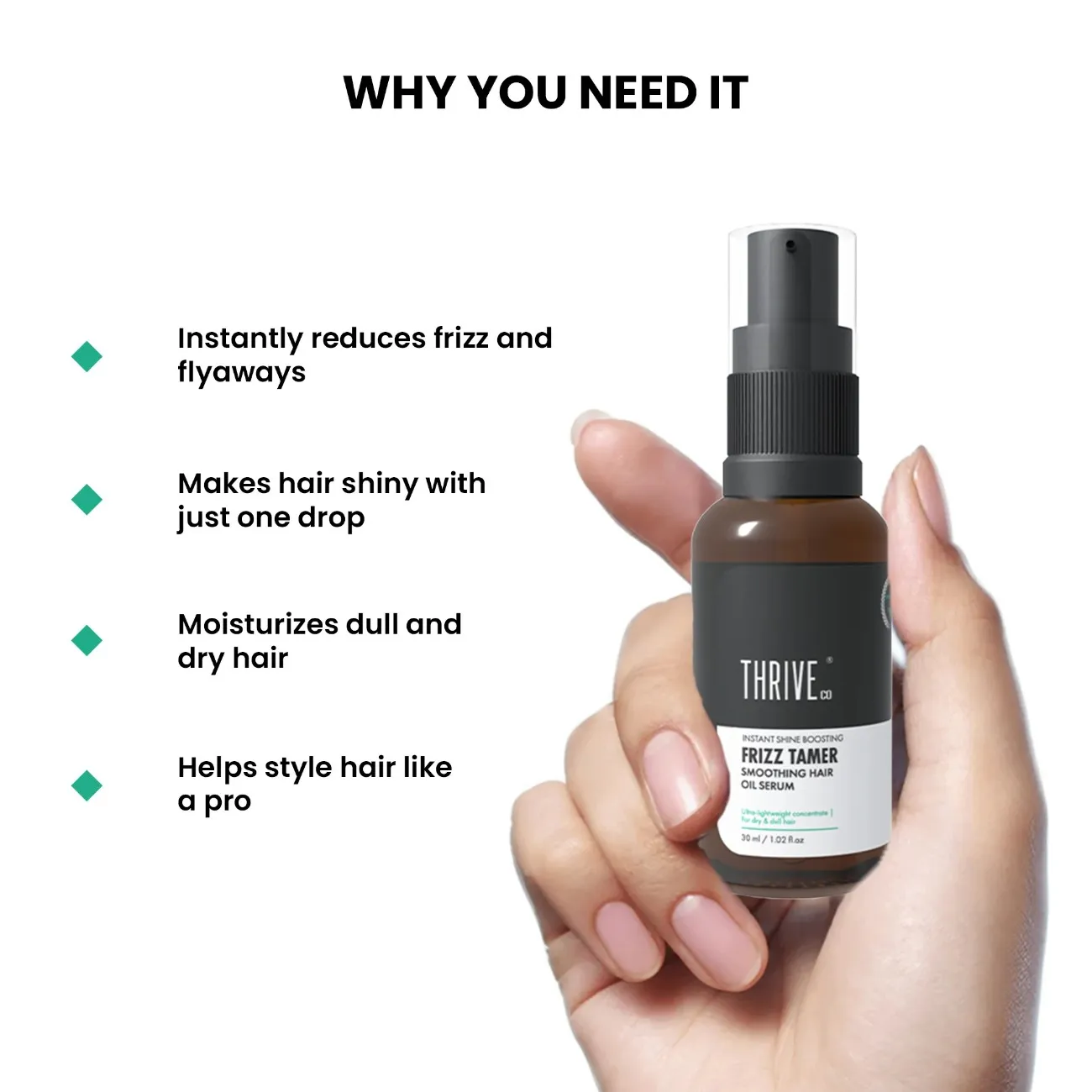 Frizz Tamer Smoothing Hair Oil Serum, 30ml - Image 6