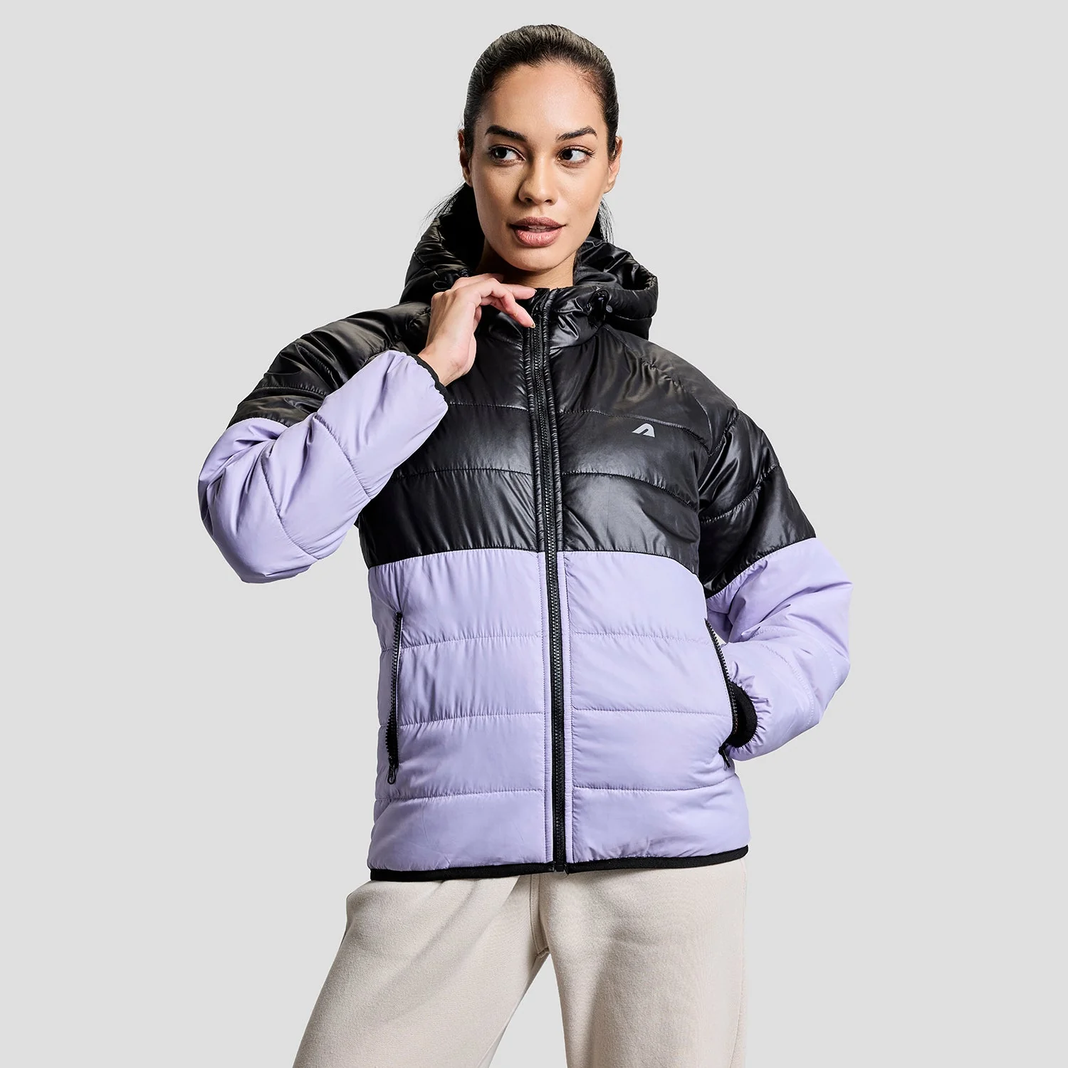 Frost Womens Puffer Jacket - Black/Purple - Image 7