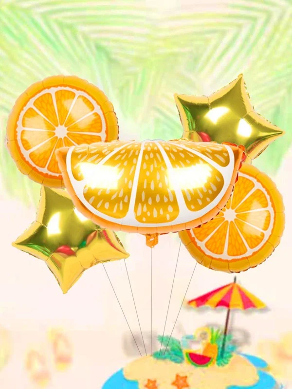 Fruit Themed Foil Balloon Set (Orange) (Pack of 5) - Image 5