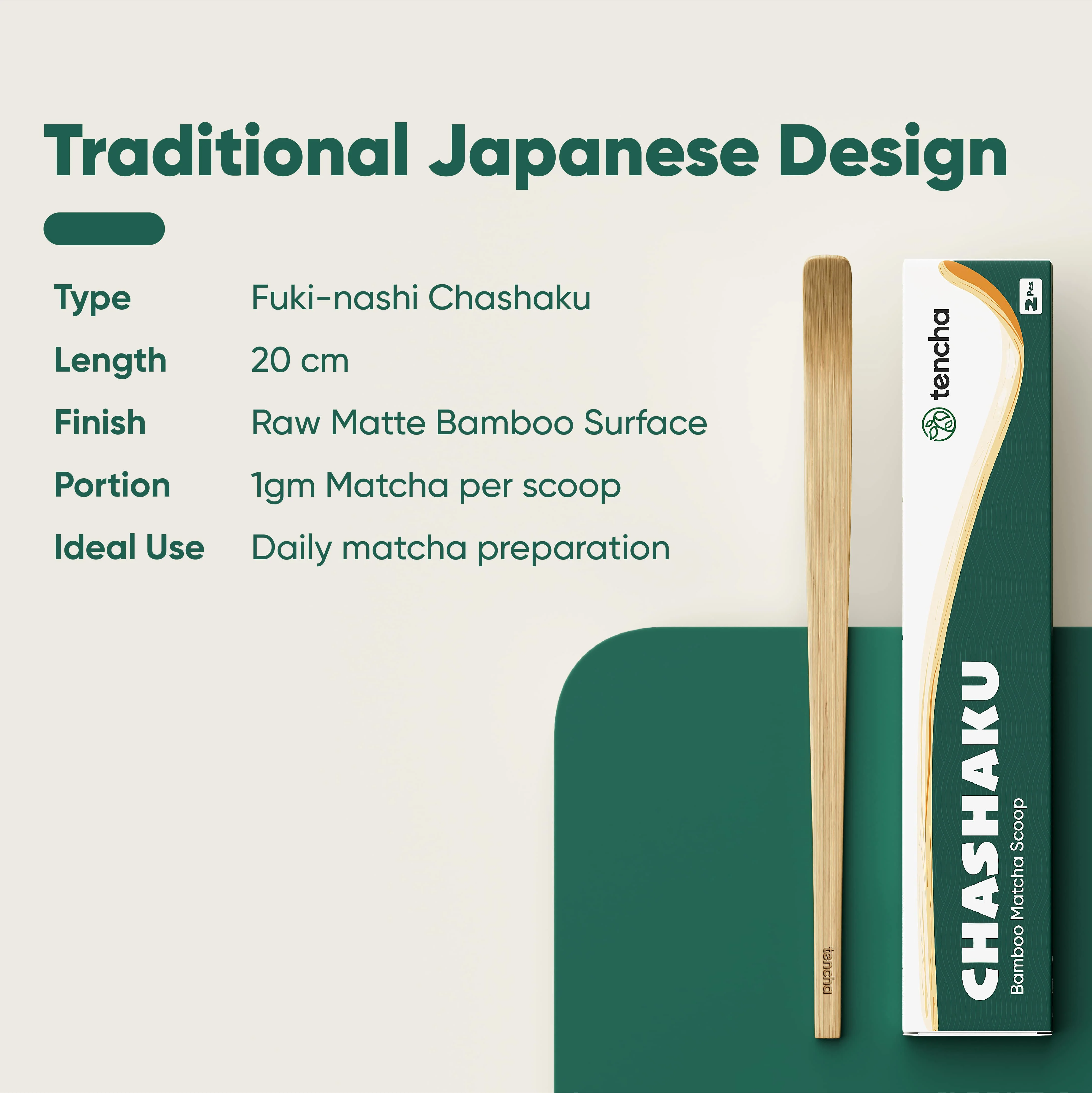 Fuki-nashi Chashaku | Natural Bamboo | Pack of 2 - Image 3