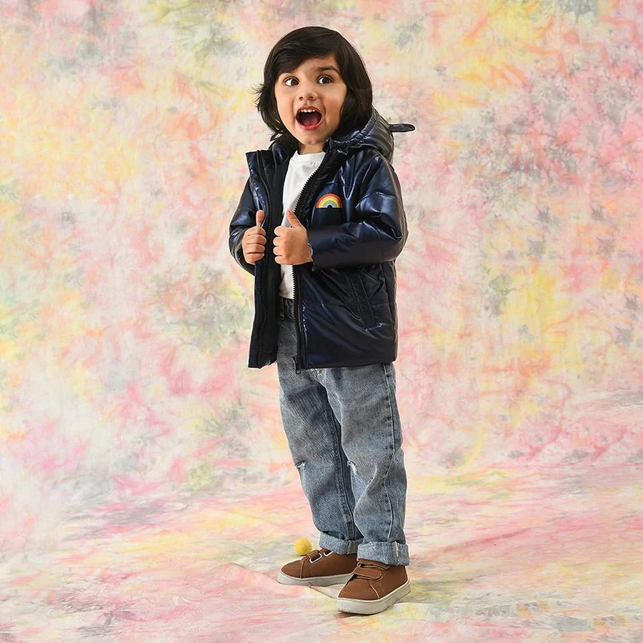 Fundays Metallic Star Light Puffer Jacket Baby Boy - Image 2