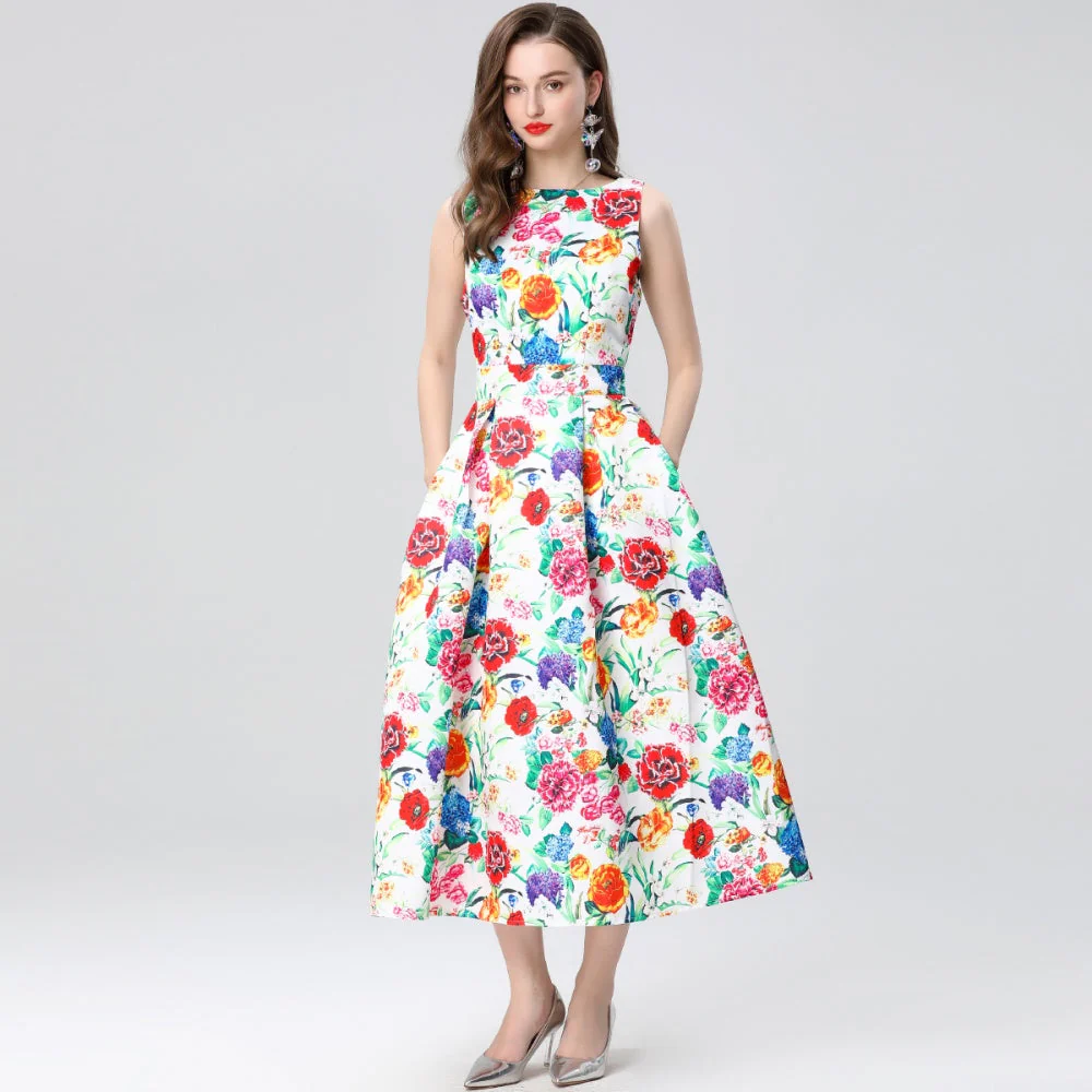 Gabriella Floral Dress-White - Image 4