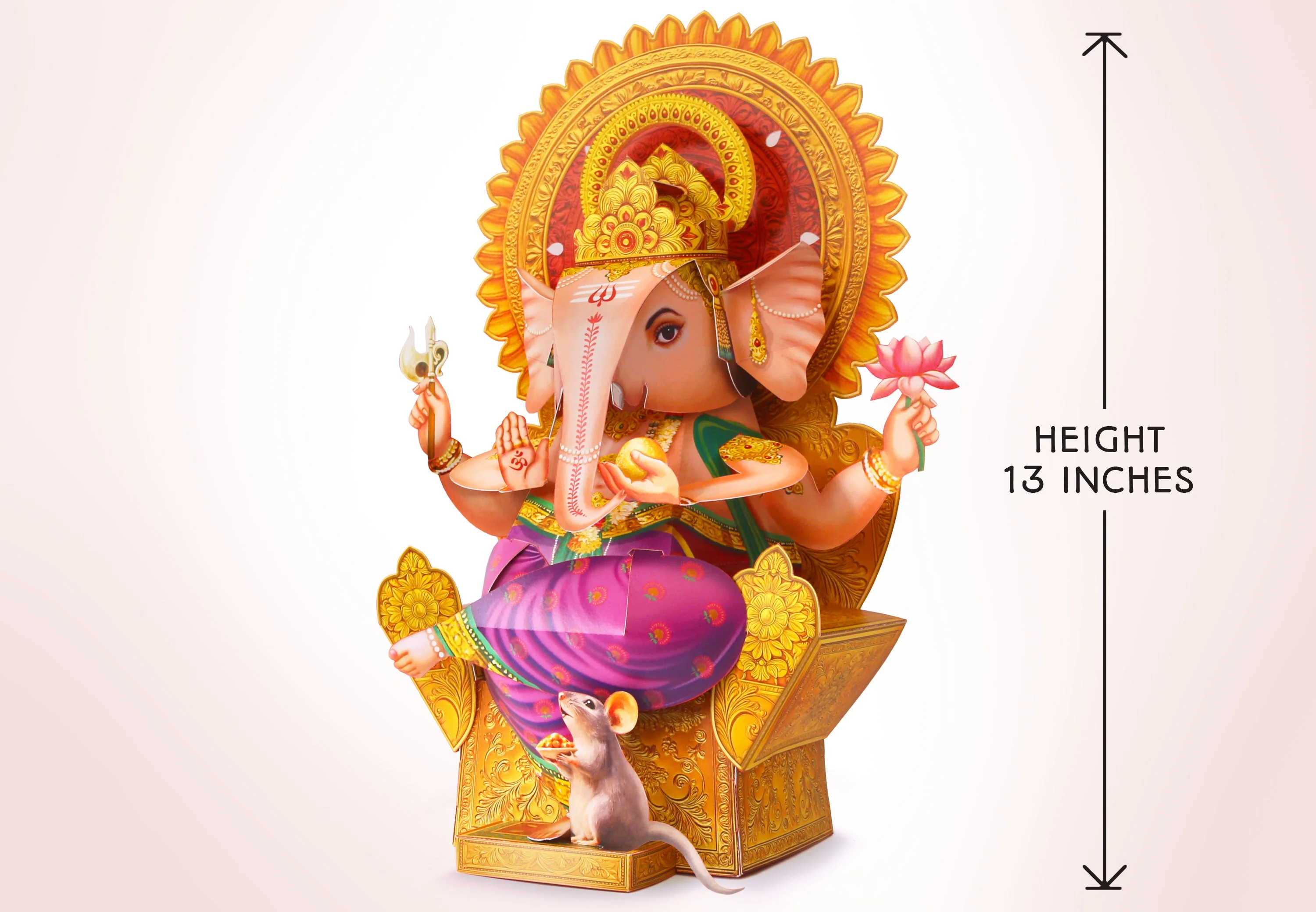 Ganpati Decor Combo Saver 11 - Big Ganesha + 18 Flowers leaves + 2 Banana Trees + 4 Lotus Diyas - Image 4