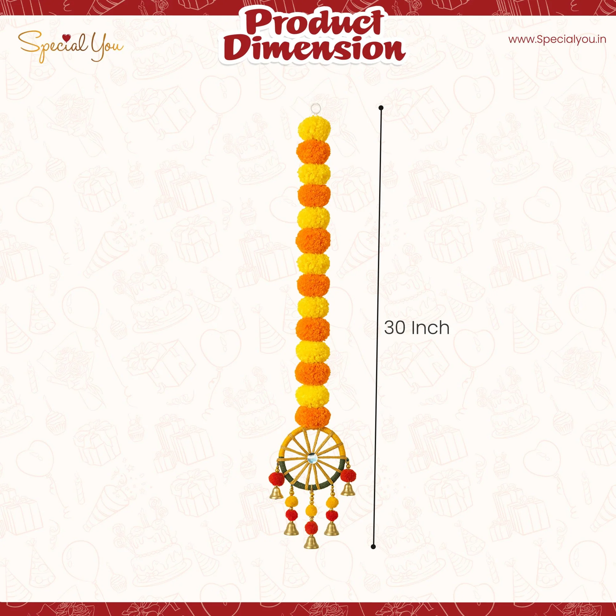 Ganpati Marigold garland with Chakra Latkans - Image 4