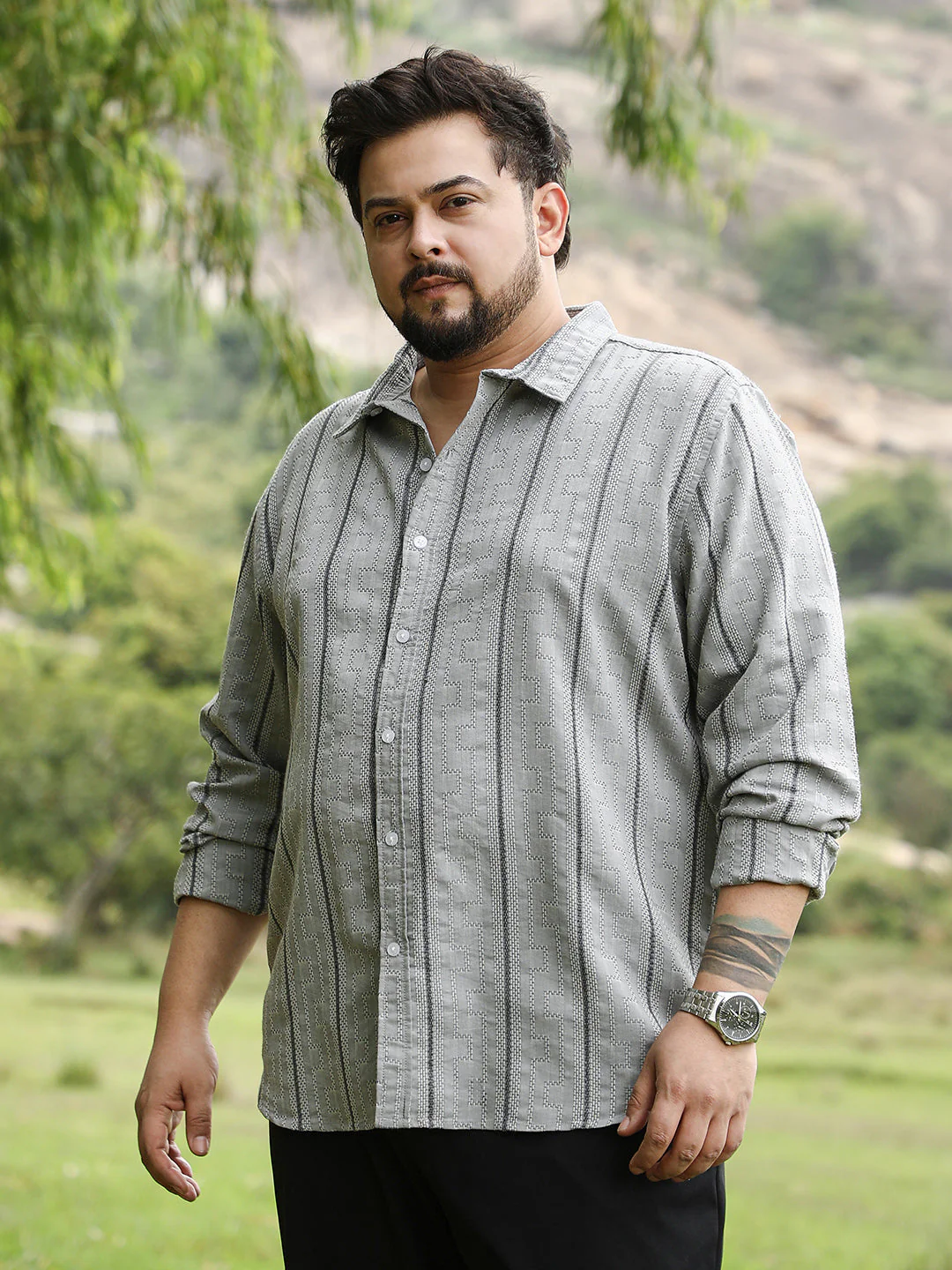 Geo-Stripe Jacquard Shirt - Image 3