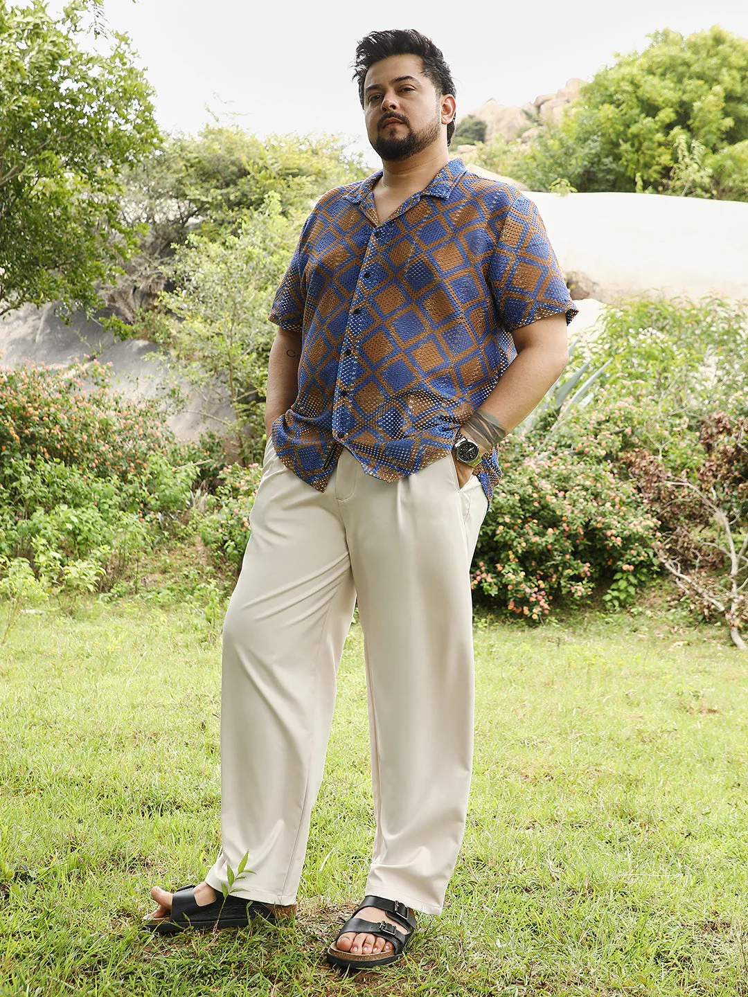 Geometric-Block Imprint Oversized Shirt - Image 5