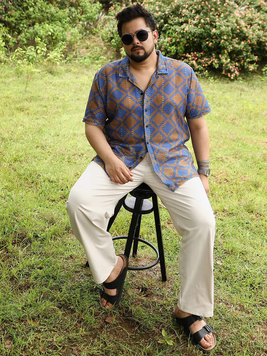 Geometric-Block Imprint Oversized Shirt - Image 6