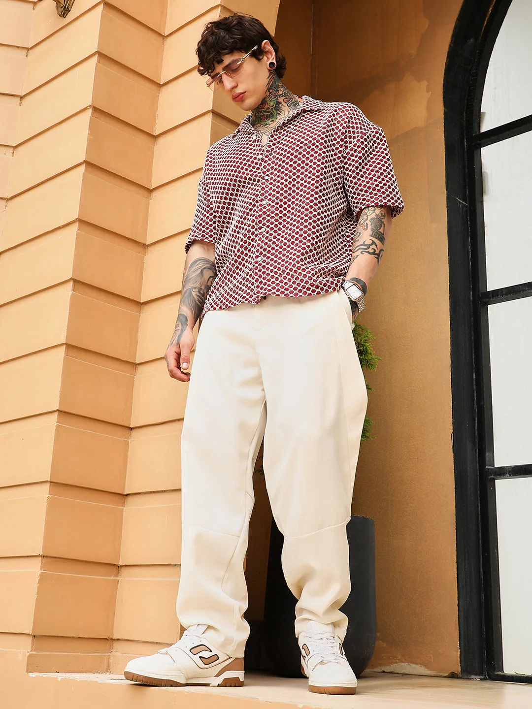 Geometric-Crochet Cuban Oversized Shirt - Image 6