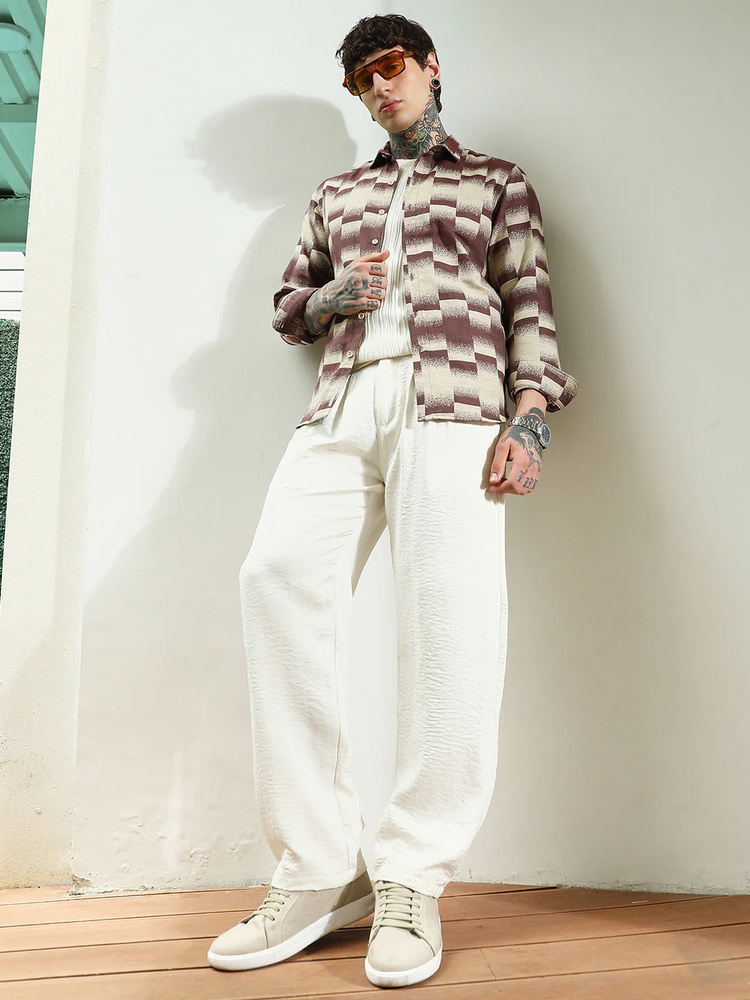 Geometric Pattern Cotton Blend Full Sleeve Shirt - Image 6