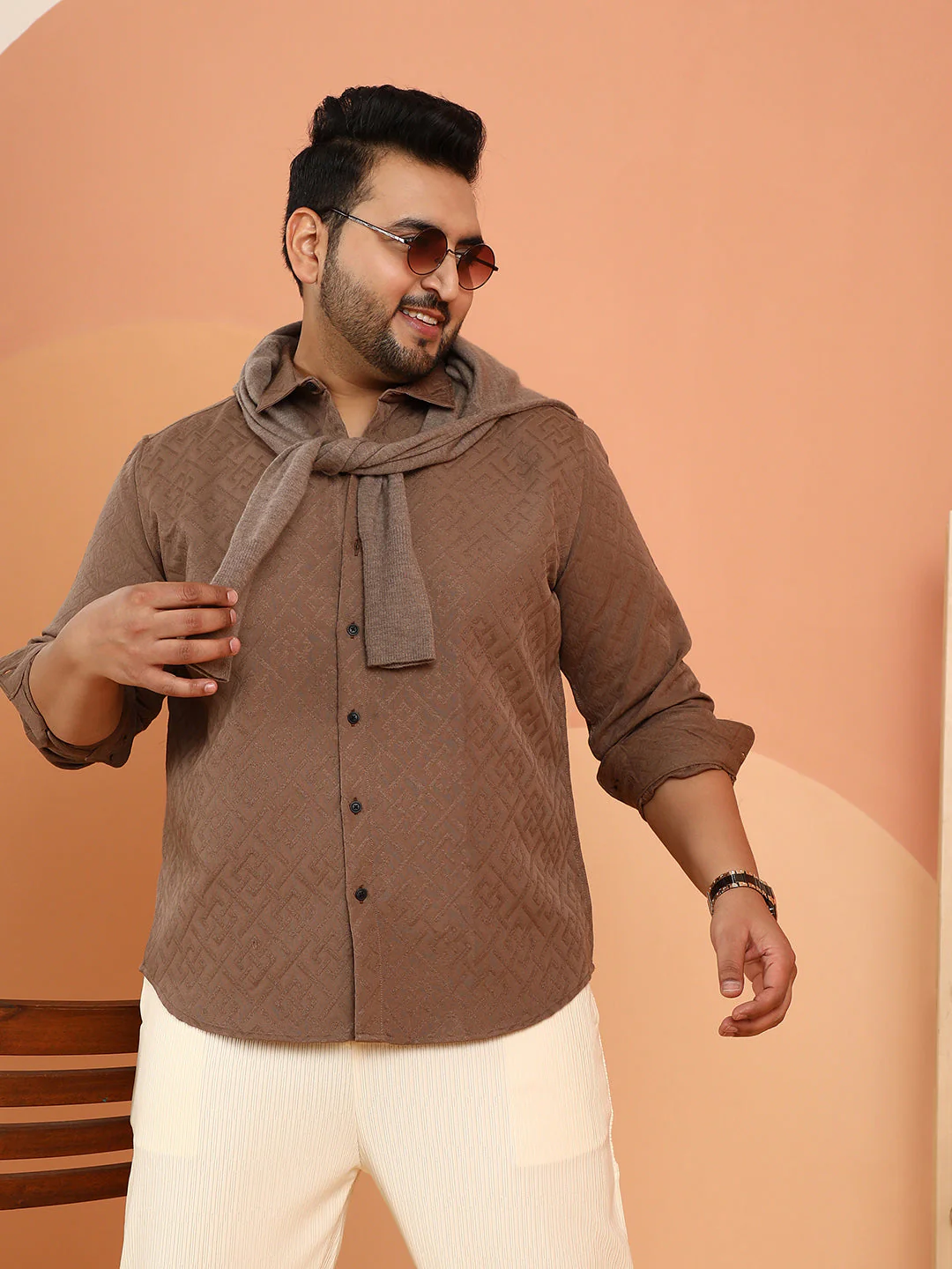 Geometric Self-Design Shirt - Image 10