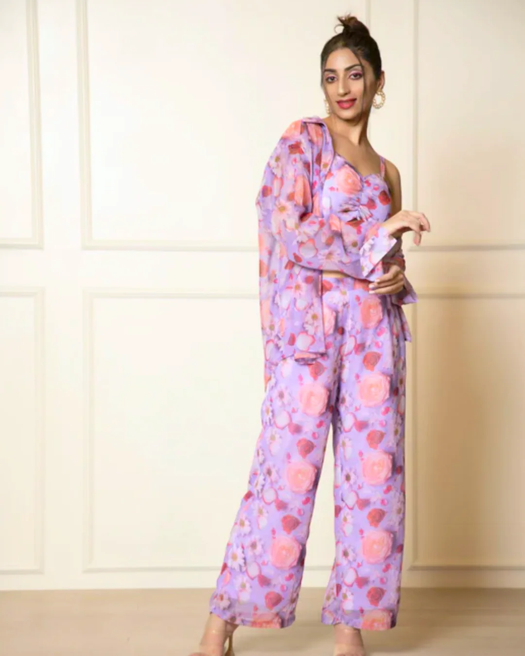 Georgette Printed 2 piece Shirt and Pant Coord Set - Image 9
