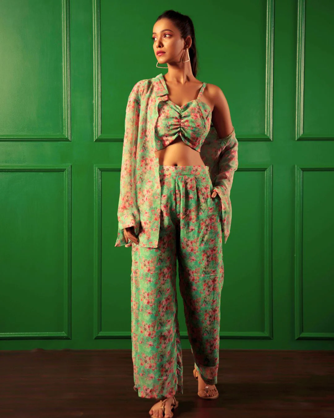 Georgette Printed 2 piece Shirt and Pant Coord Set - Image 13