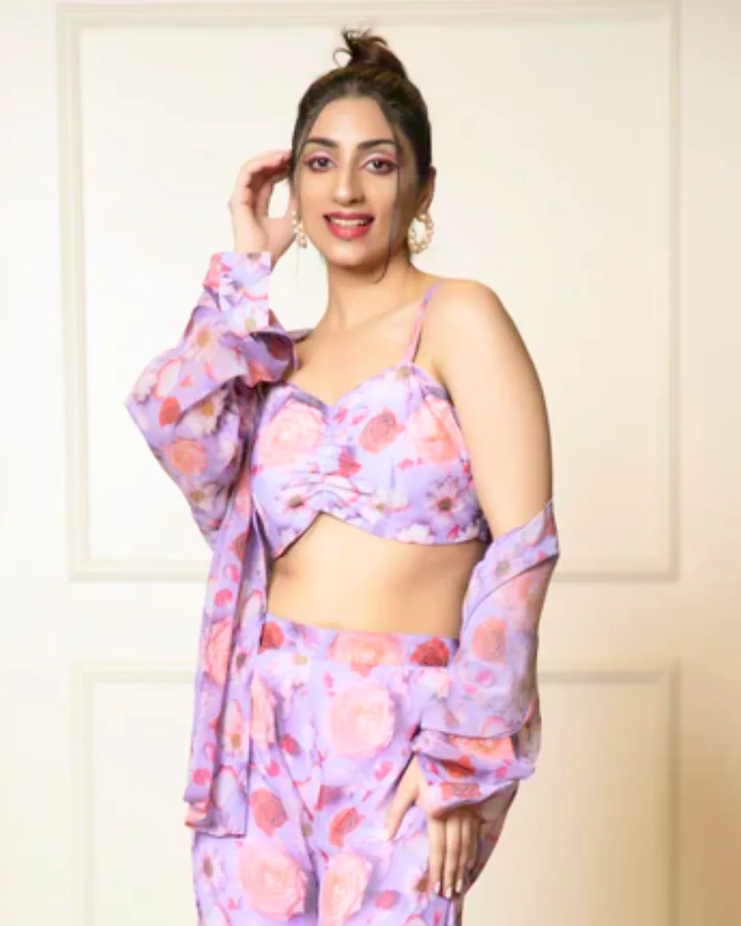 Georgette Printed 3 piece Co-ord With Shirt - Image 10