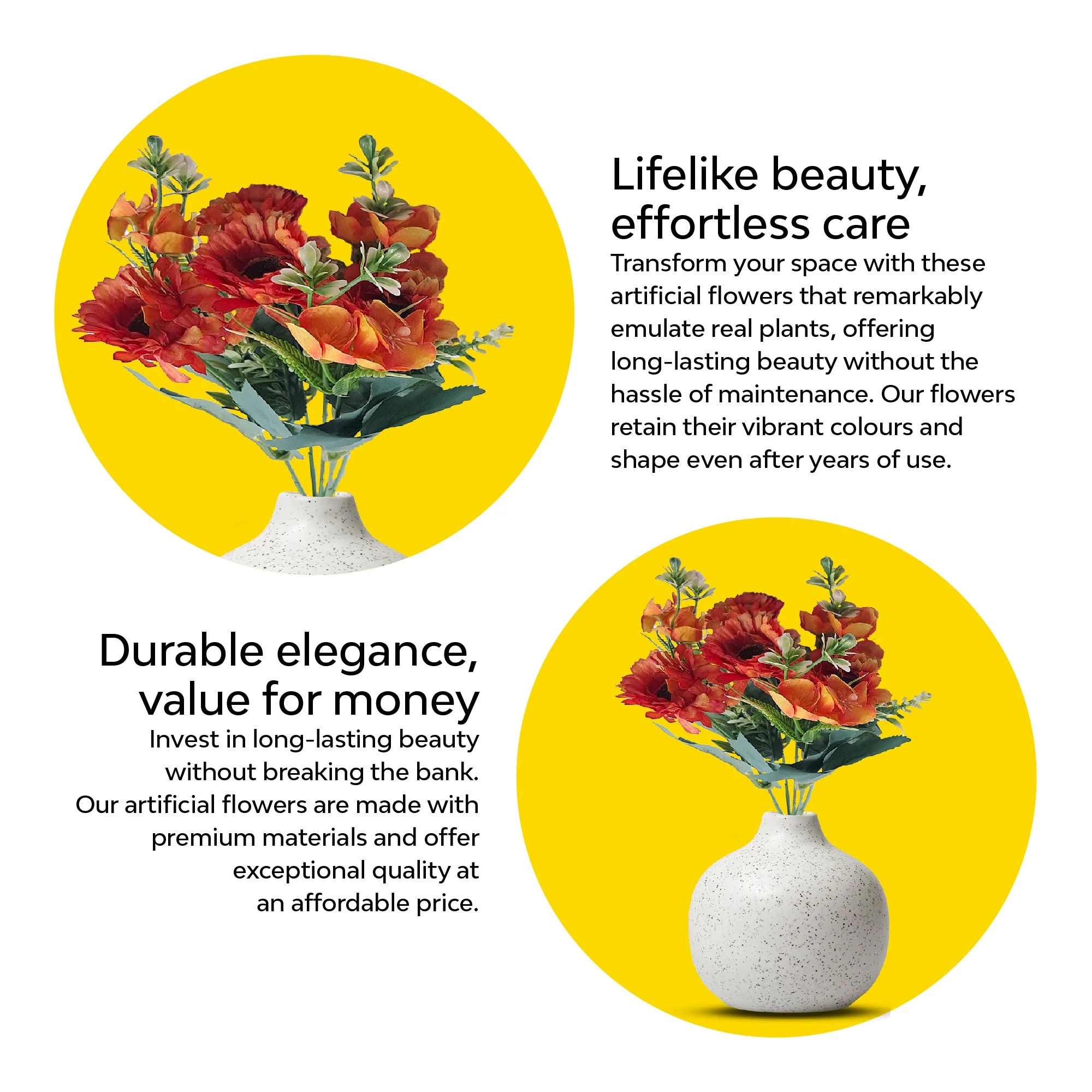 Gerberas And Fern Artificial Flowers - Image 7