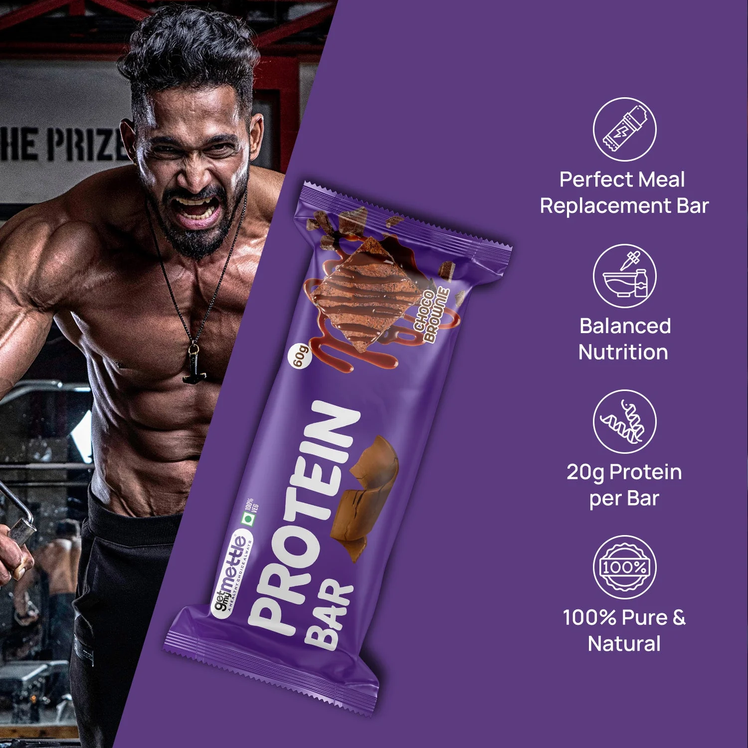GetMyMettle Choco Brownie Protein Bar Pack of 1 - Image 3