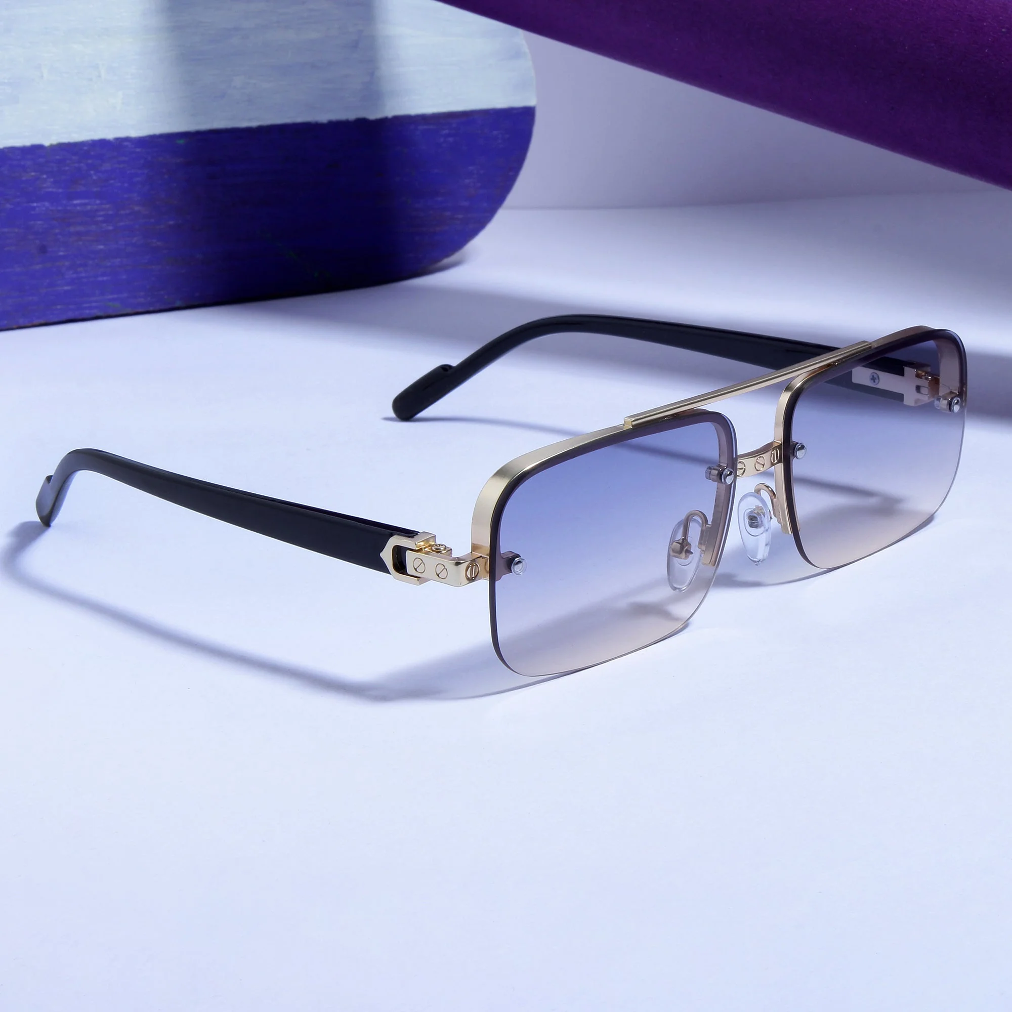 GG2317 Black Peach Gradient Rectangle Sunglasses - Image 7