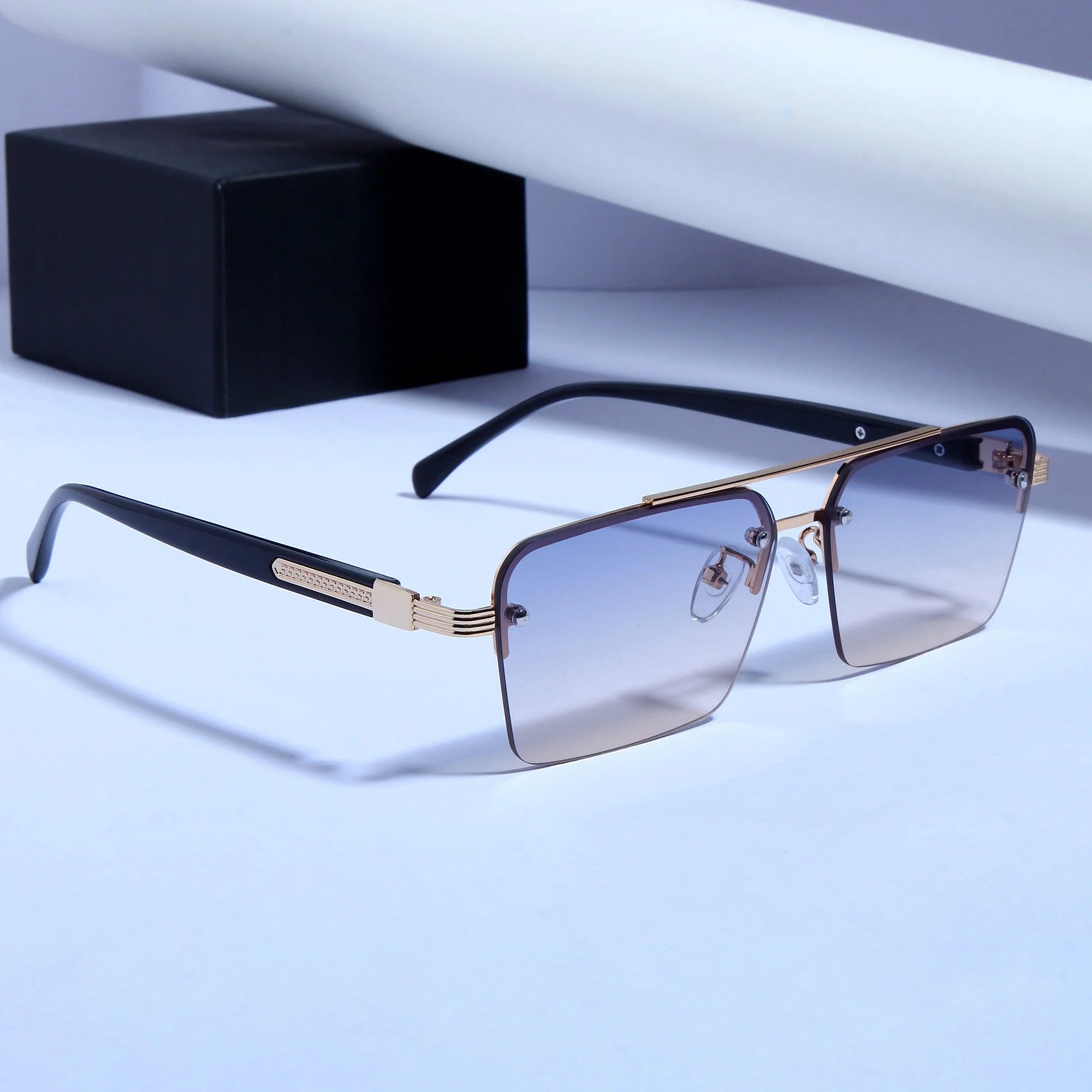 GG2349 Black Peach Gradient Rectangle Sunglasses - Image 6
