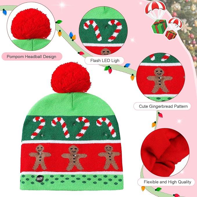 Ginger bread man LED Wool Cap - Image 2