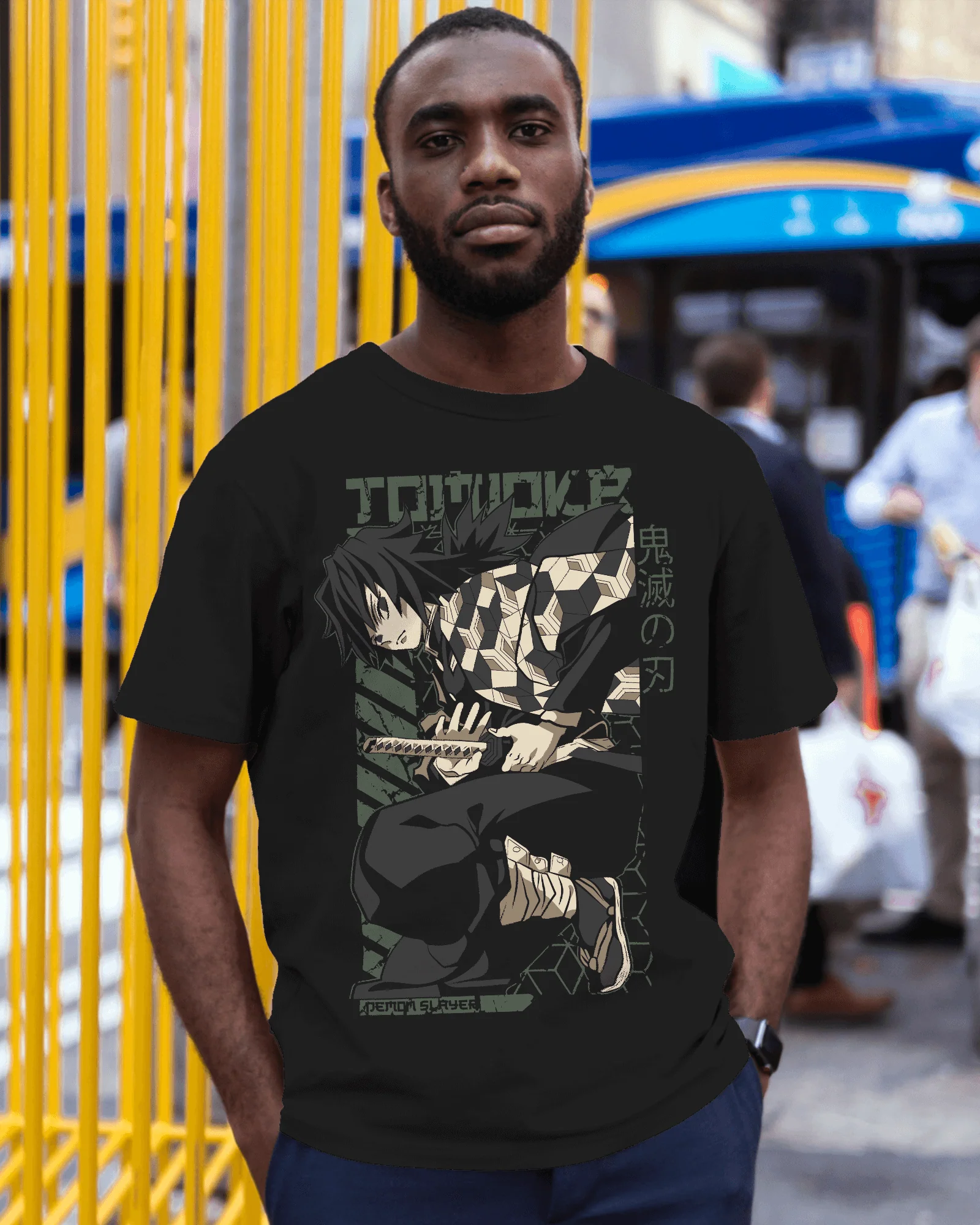 Giyu Tomioka Water Hashira Stealth Graphic T‑Shirt (Black) - Image 4