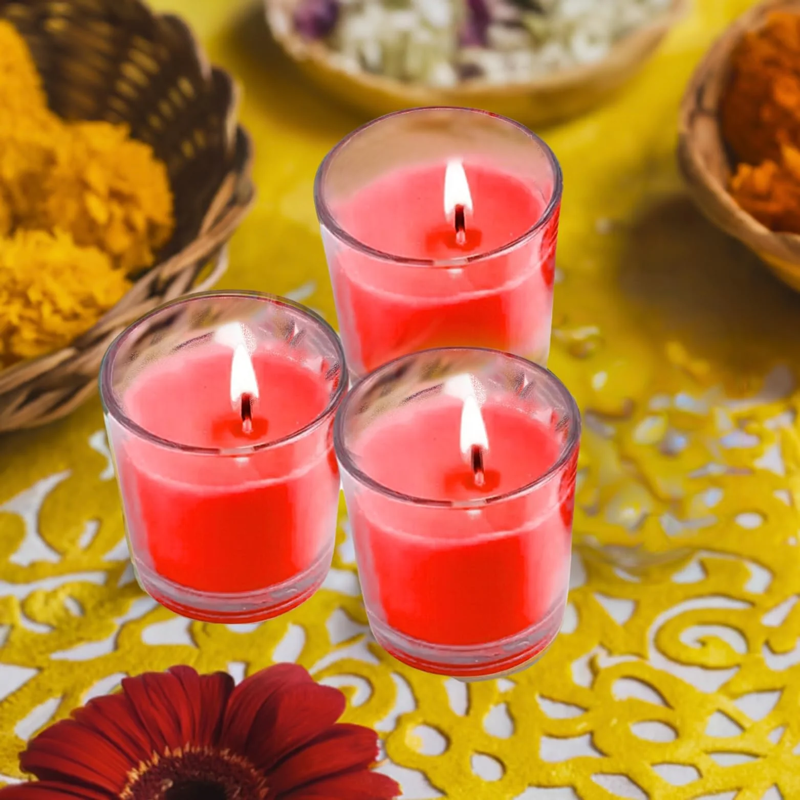 Glass Scented Candles for Home Decor, Home Fragrance Candles Set of 3 - Image 4
