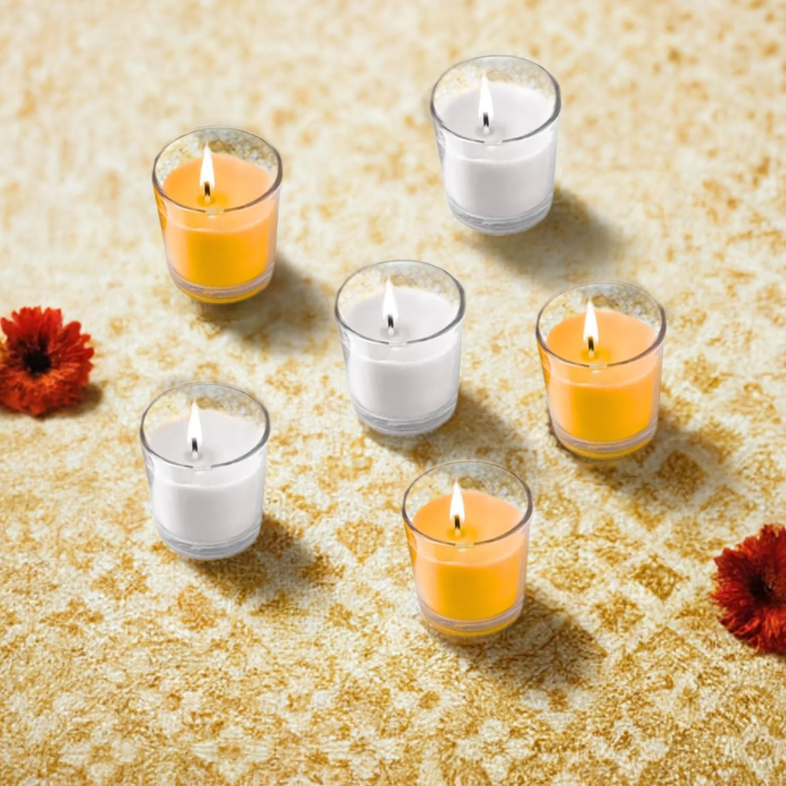 Glass Scented Candles for Home Decor, Home Fragrance Candles Set of 6 (White & Yellow) - Image 5