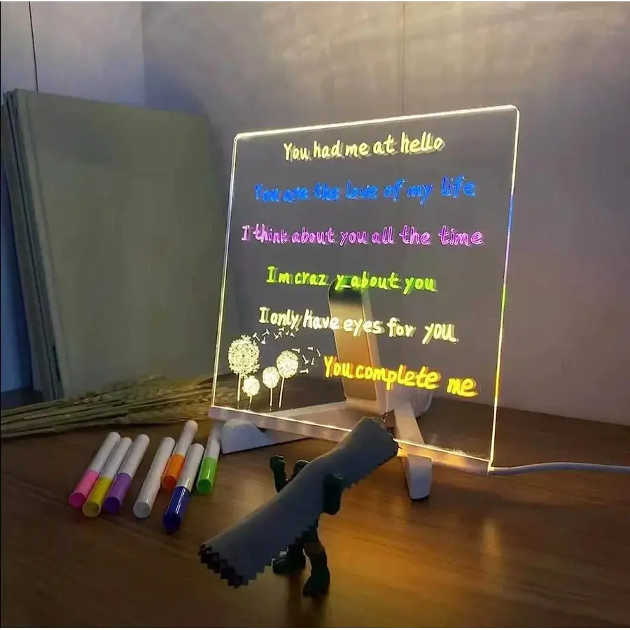 Gleam: LED Message Sketch Board & Night Lamp with Acrylic Dry Erase Surface, Stand & 13 Glow Pens for Home, Office & Gifting - Image 11