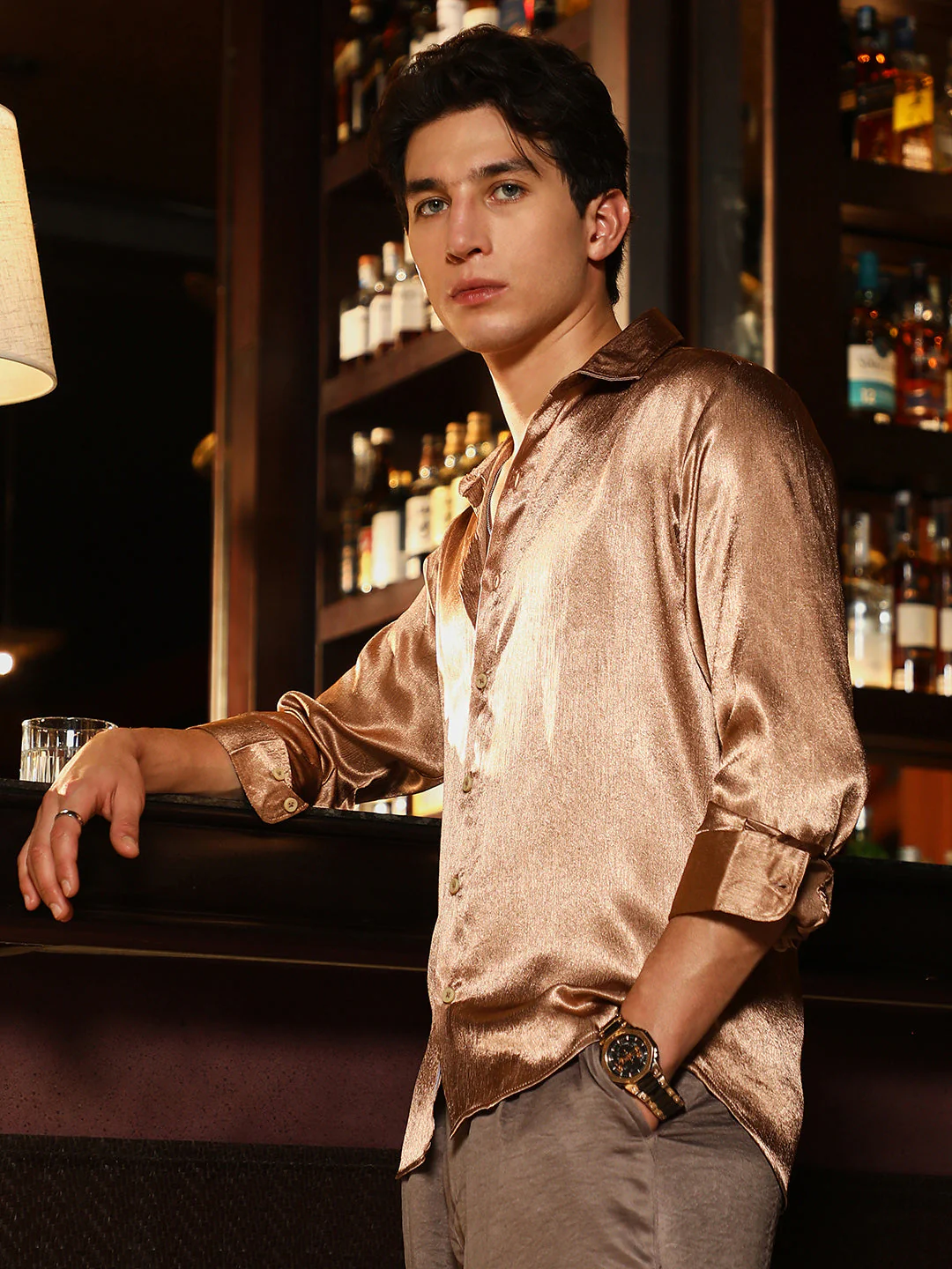 Gleaming Crushed-Satin Shirt - Image 3