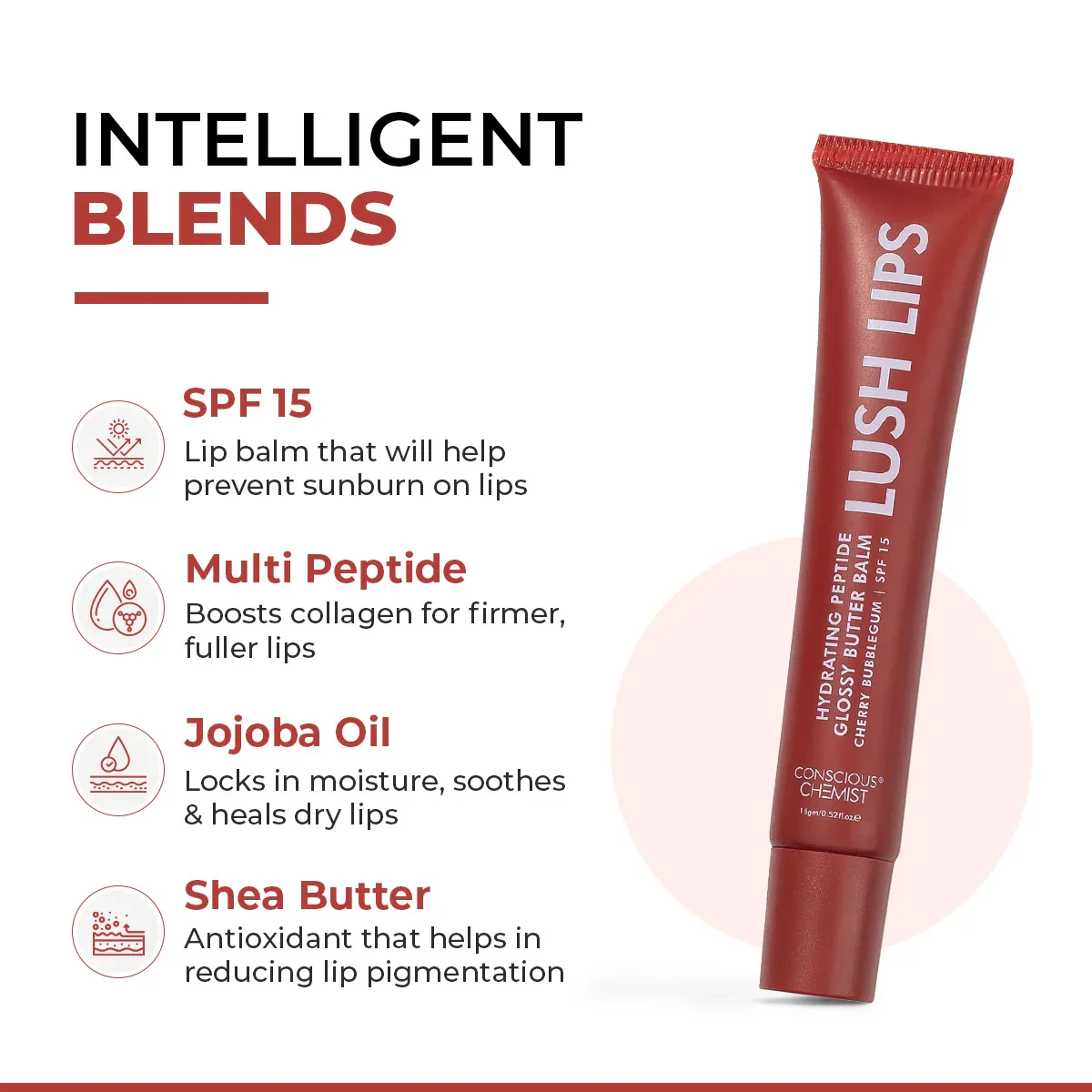 Glossy Peptide Lip Balm | 12 Hrs Hydration | Lush Lips - 15 gms | CK - Image 3