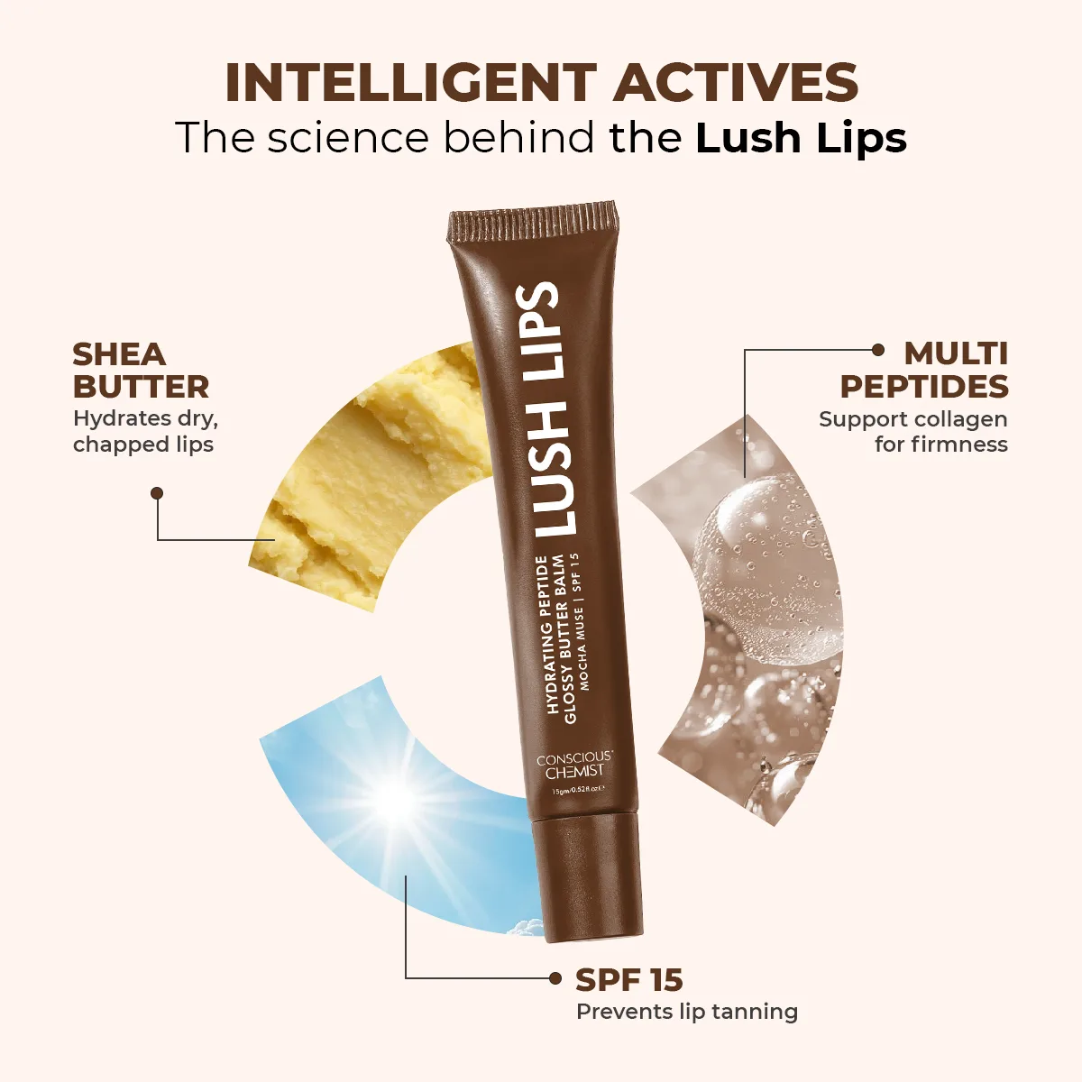 Glossy Peptide Lip Balm | Mocha Muse | Hydrates & Plumps | Lush Lips - 15 Gms | HP - Image 3