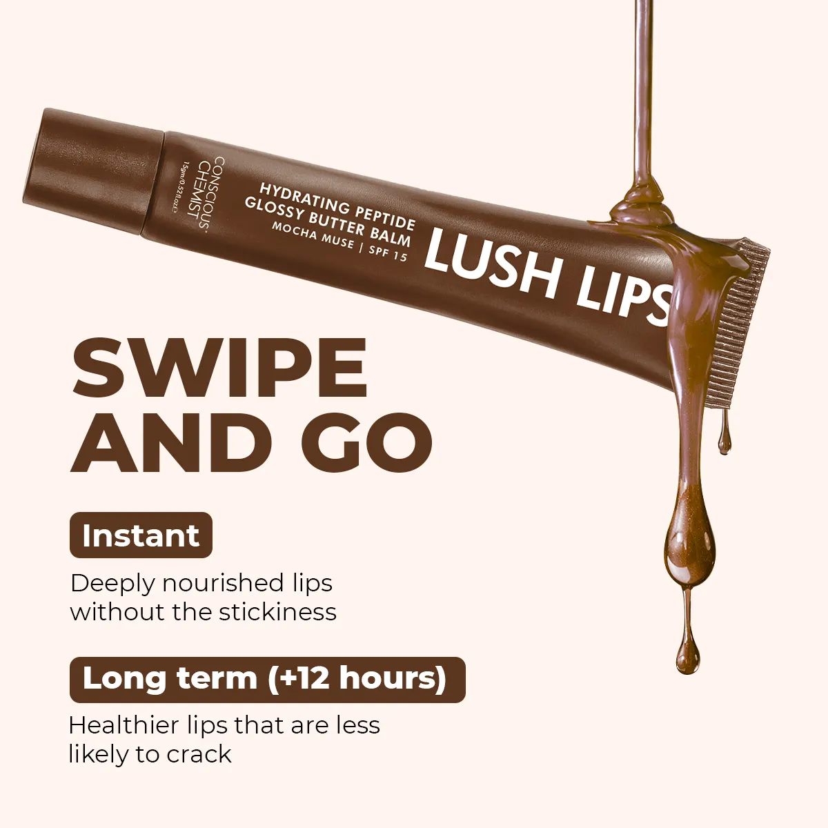 Glossy Peptide Lip Balm | Mocha Muse | Hydrates & Plumps | Lush Lips - 15 Gms | Sale - Image 4