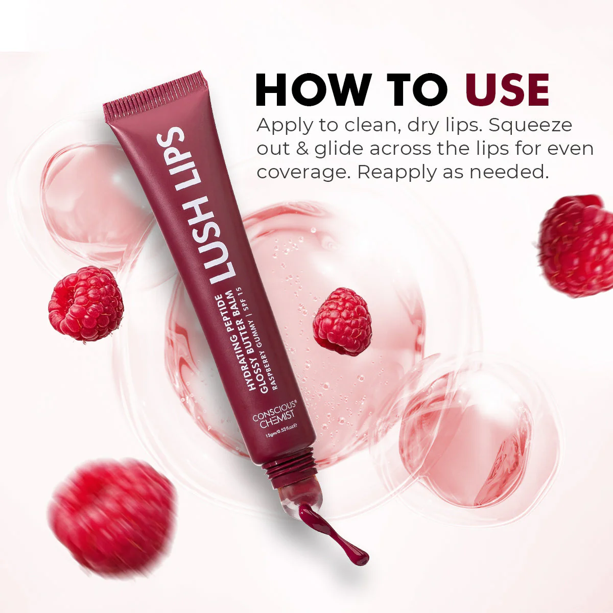 Glossy Peptide Lip Balm (Pack Of 2) | Raspberry | 12 Hrs Hydration | 2x15 Gms - Image 5