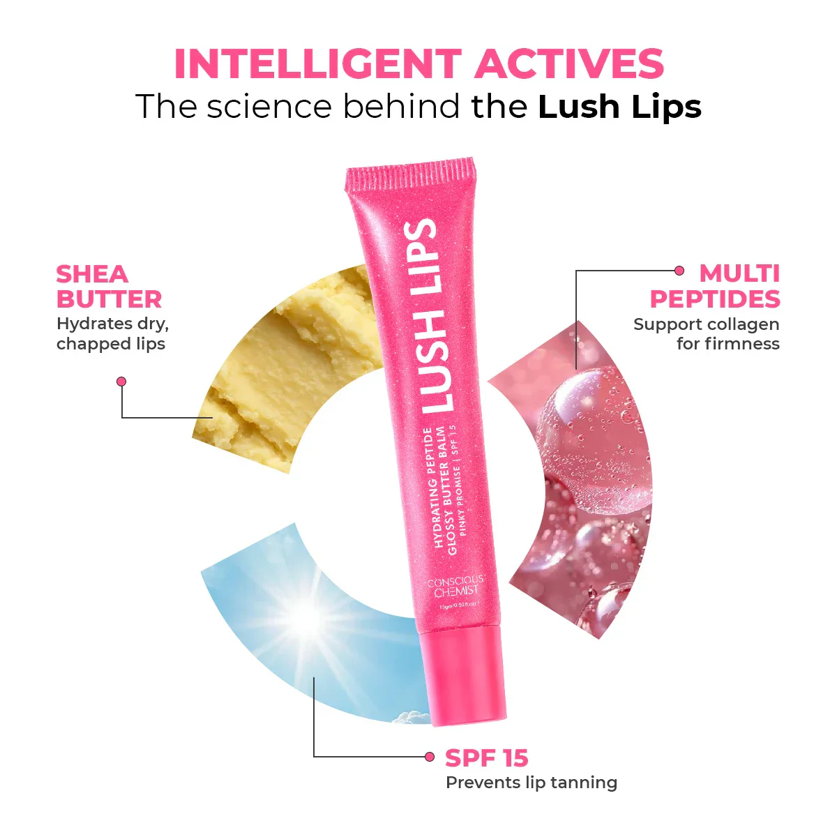 Glossy Peptide Lip Balm | Pinky Promise | Hydrates & Plumps | Lush Lips - 15 Gms - Image 3